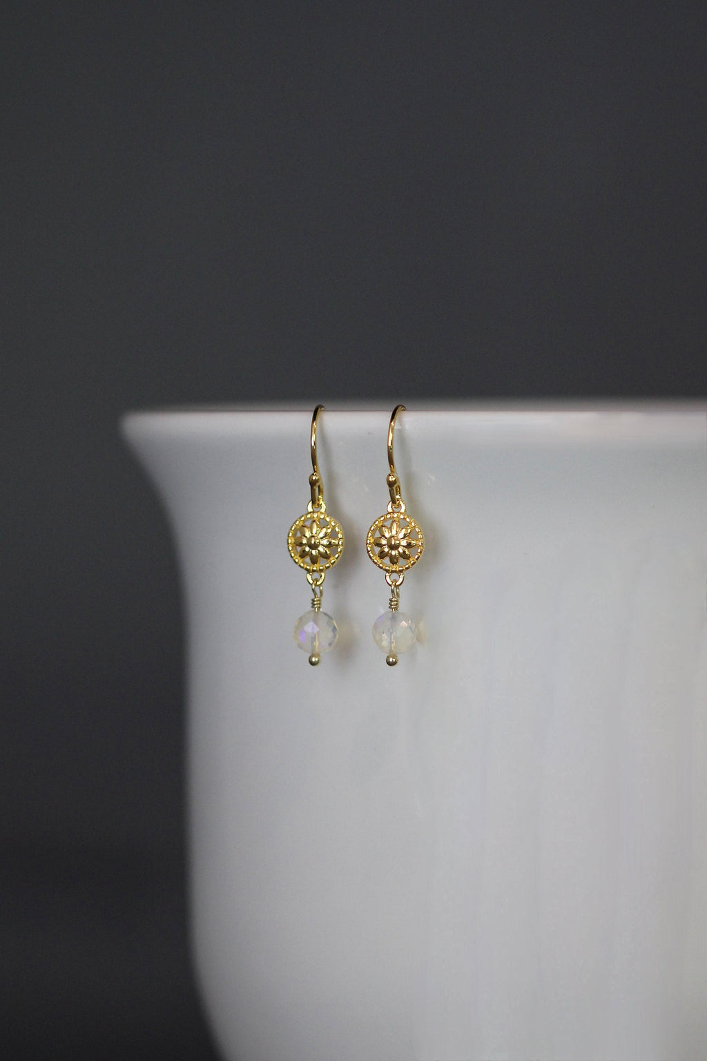 Ethiopian Opal Earrings on Gold Vermeil Flower Links