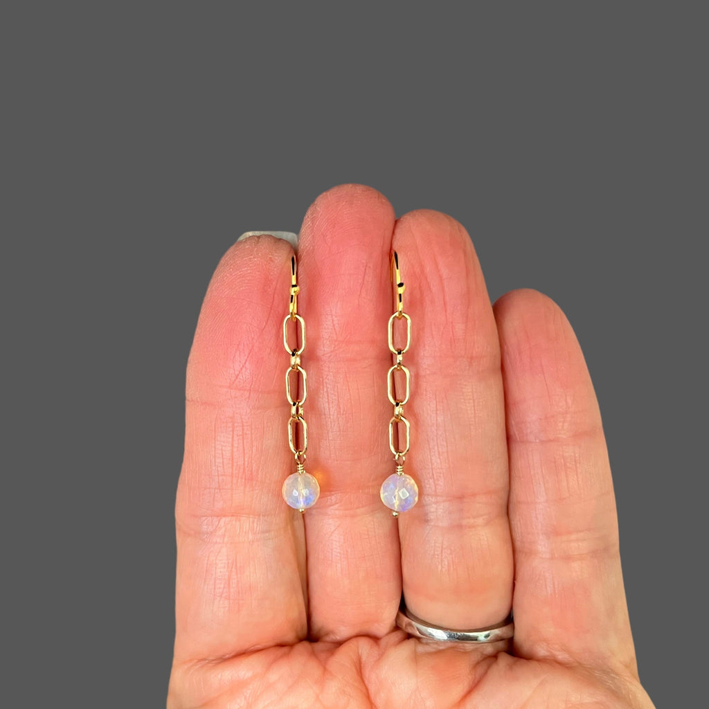 Ethiopian Opal Dangle Earrings on Gold Filled Links
