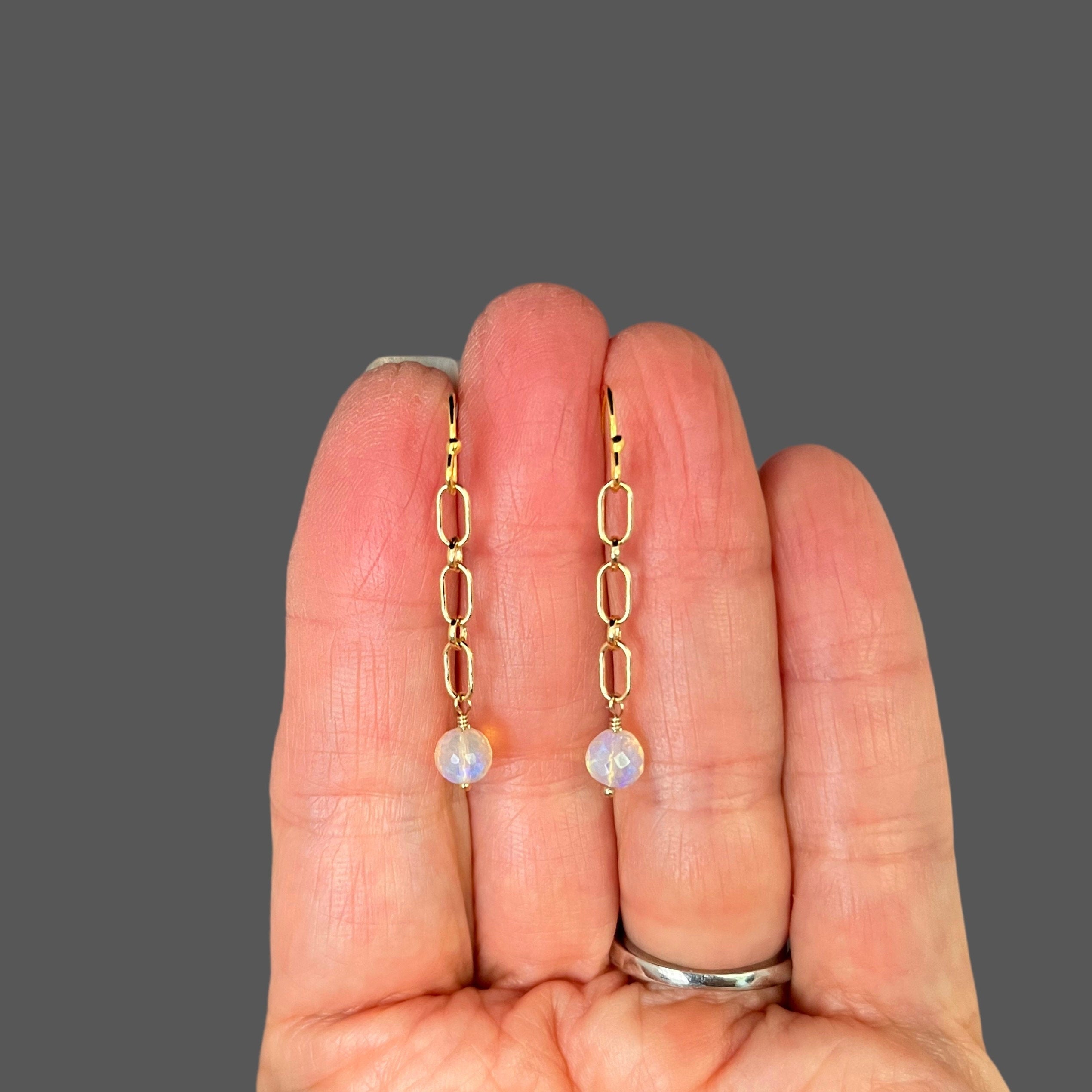 Ethiopian Opal Dangle Earrings on Gold Filled Links