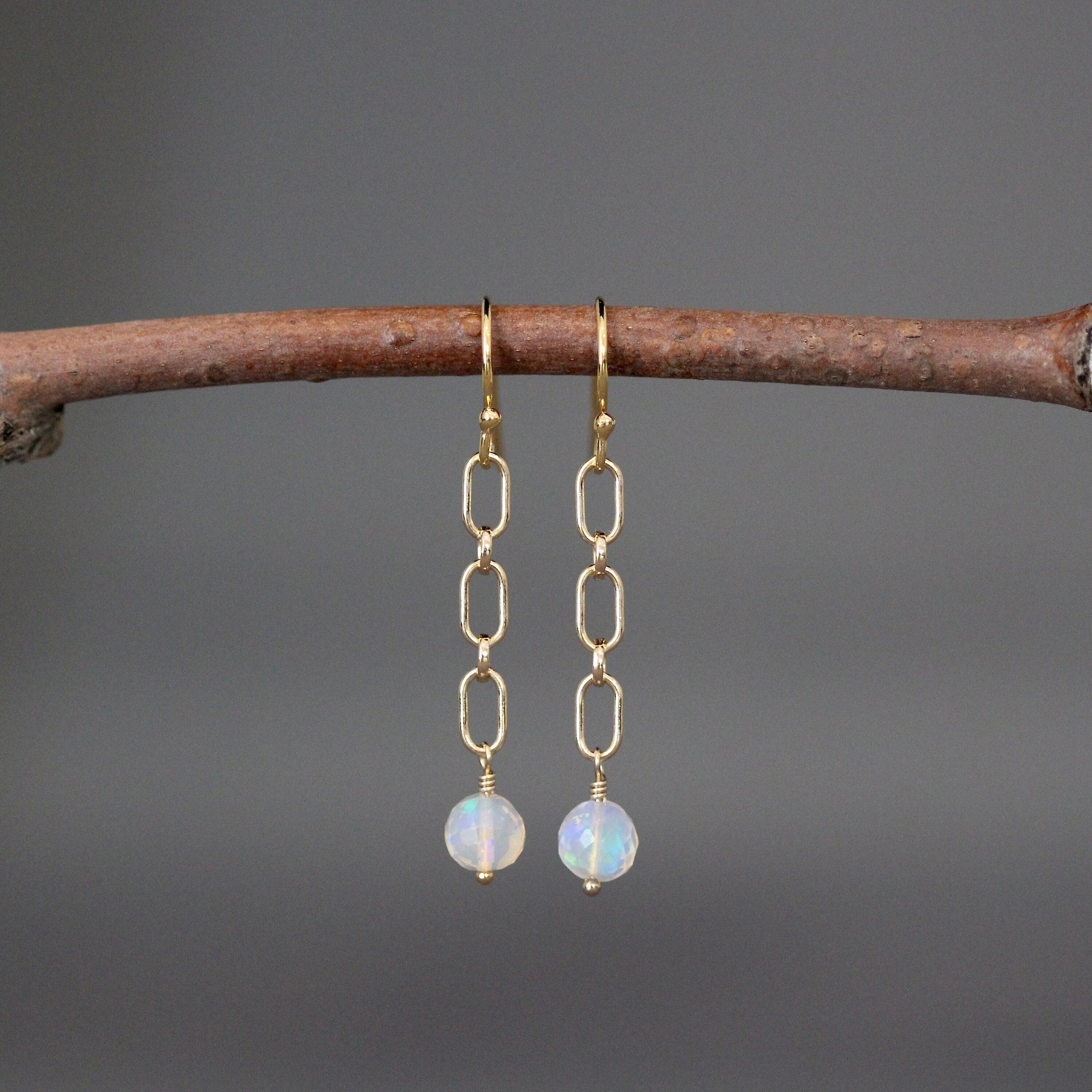 Ethiopian Opal Dangle Earrings on Gold Filled Links