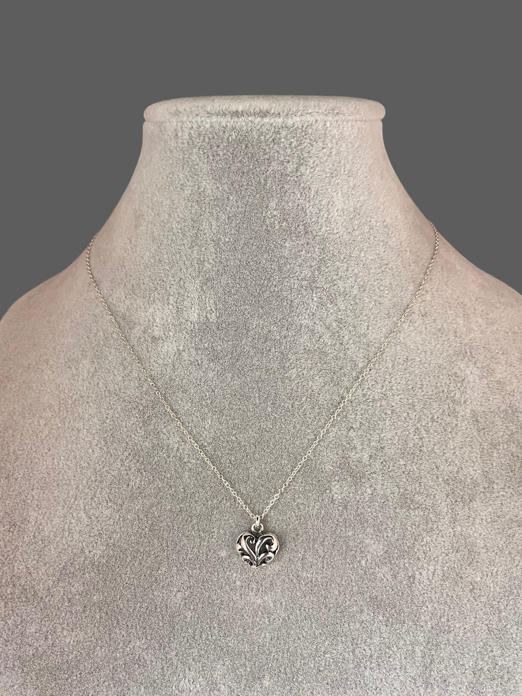 Bali Sterling Silver Filigree Heart Charm Necklace