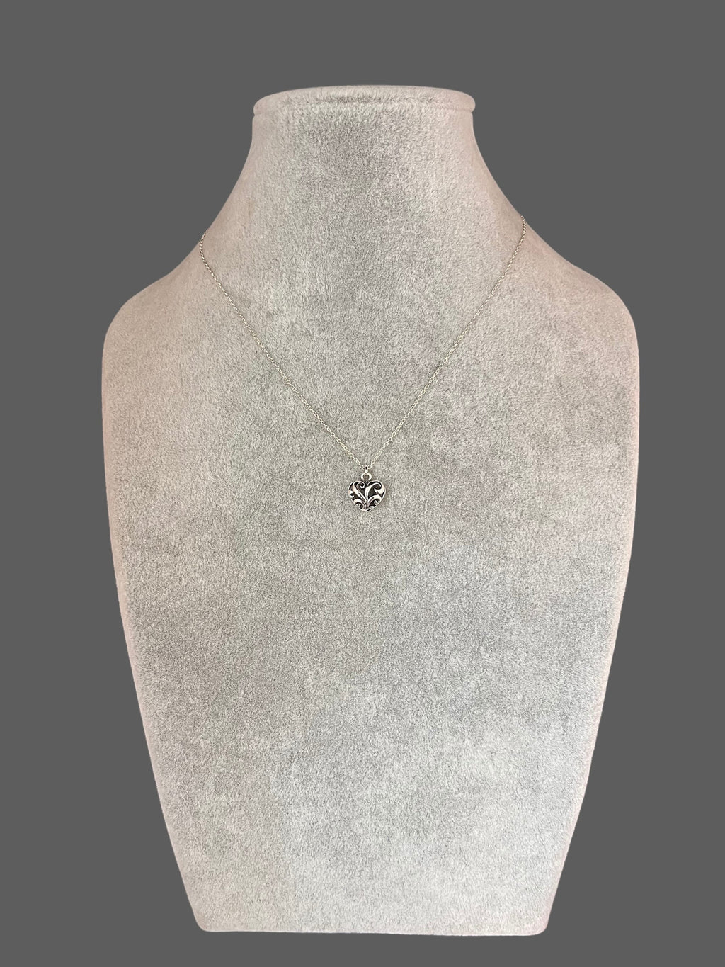Bali Sterling Silver Filigree Heart Charm Necklace