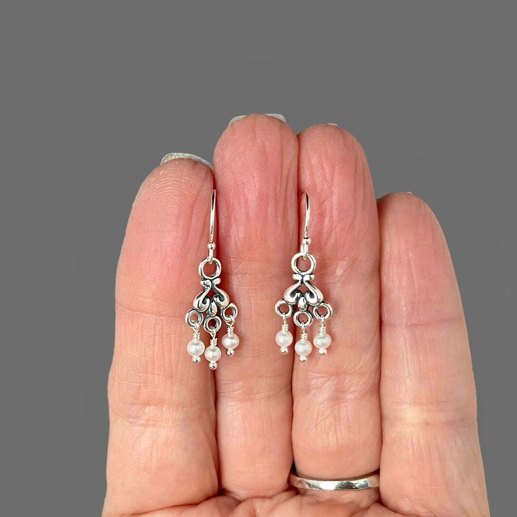 Freshwater Pearl Chandelier Earrings in Sterling Silver