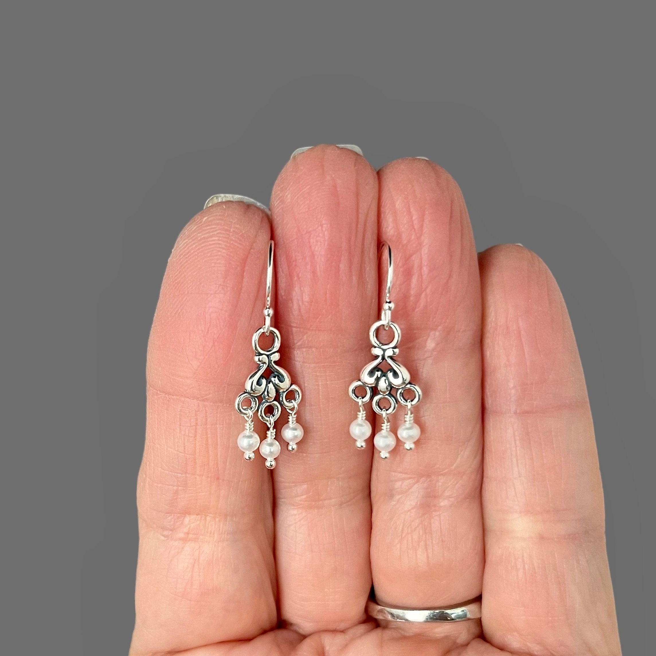 Freshwater Pearl Chandelier Earrings in Sterling Silver