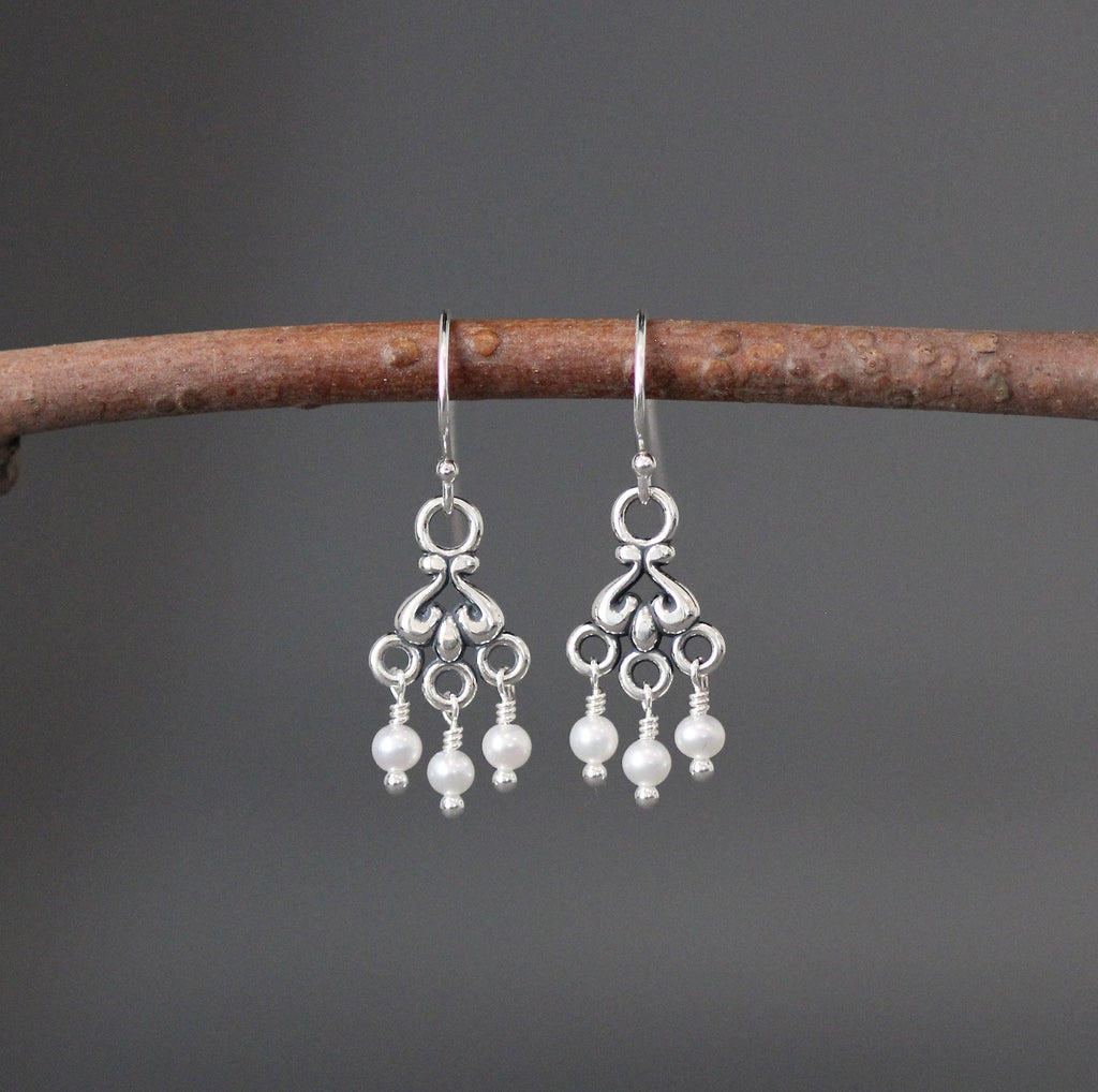 Freshwater Pearl Chandelier Earrings in Sterling Silver