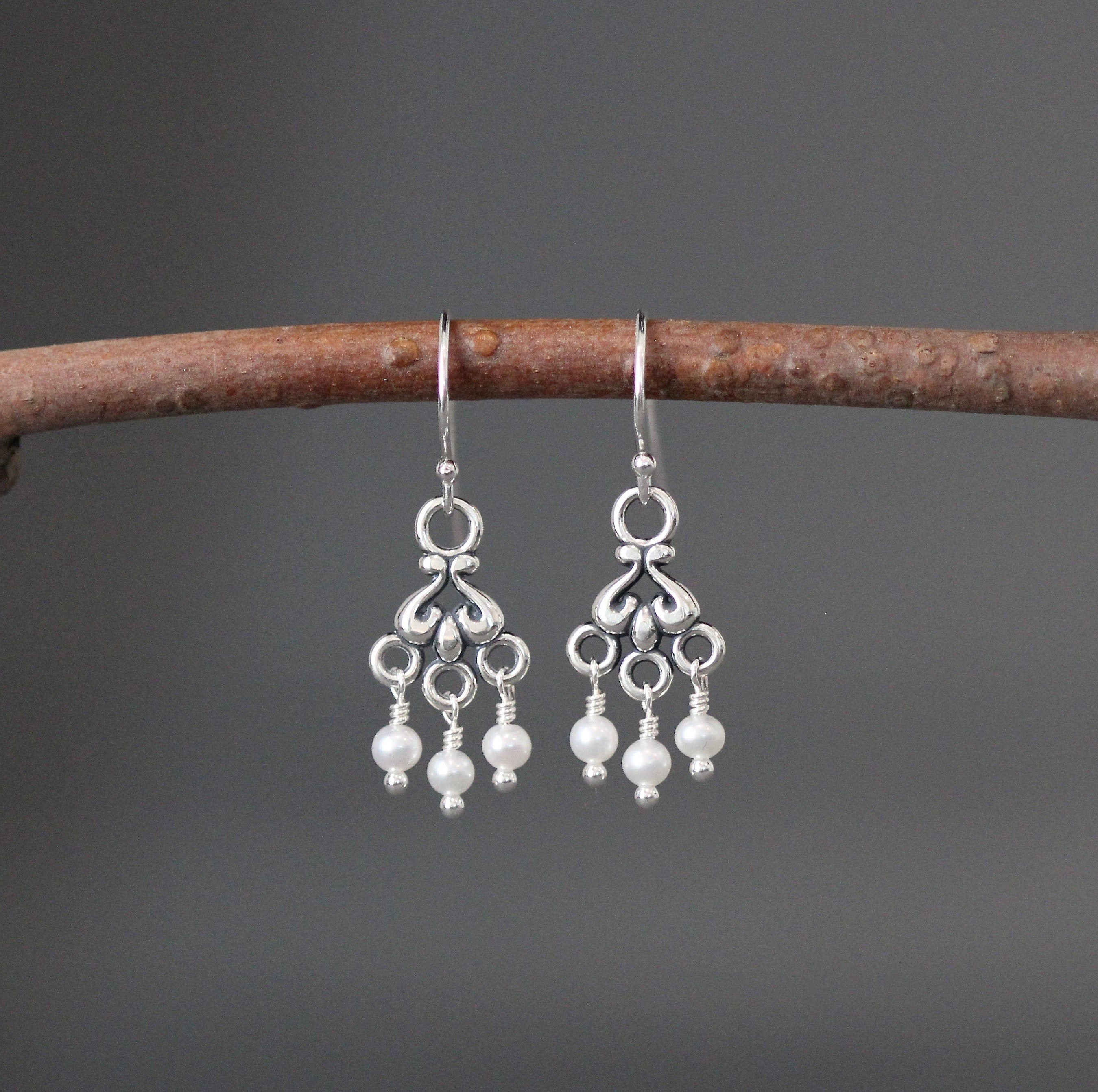 Freshwater Pearl Chandelier Earrings in Sterling Silver