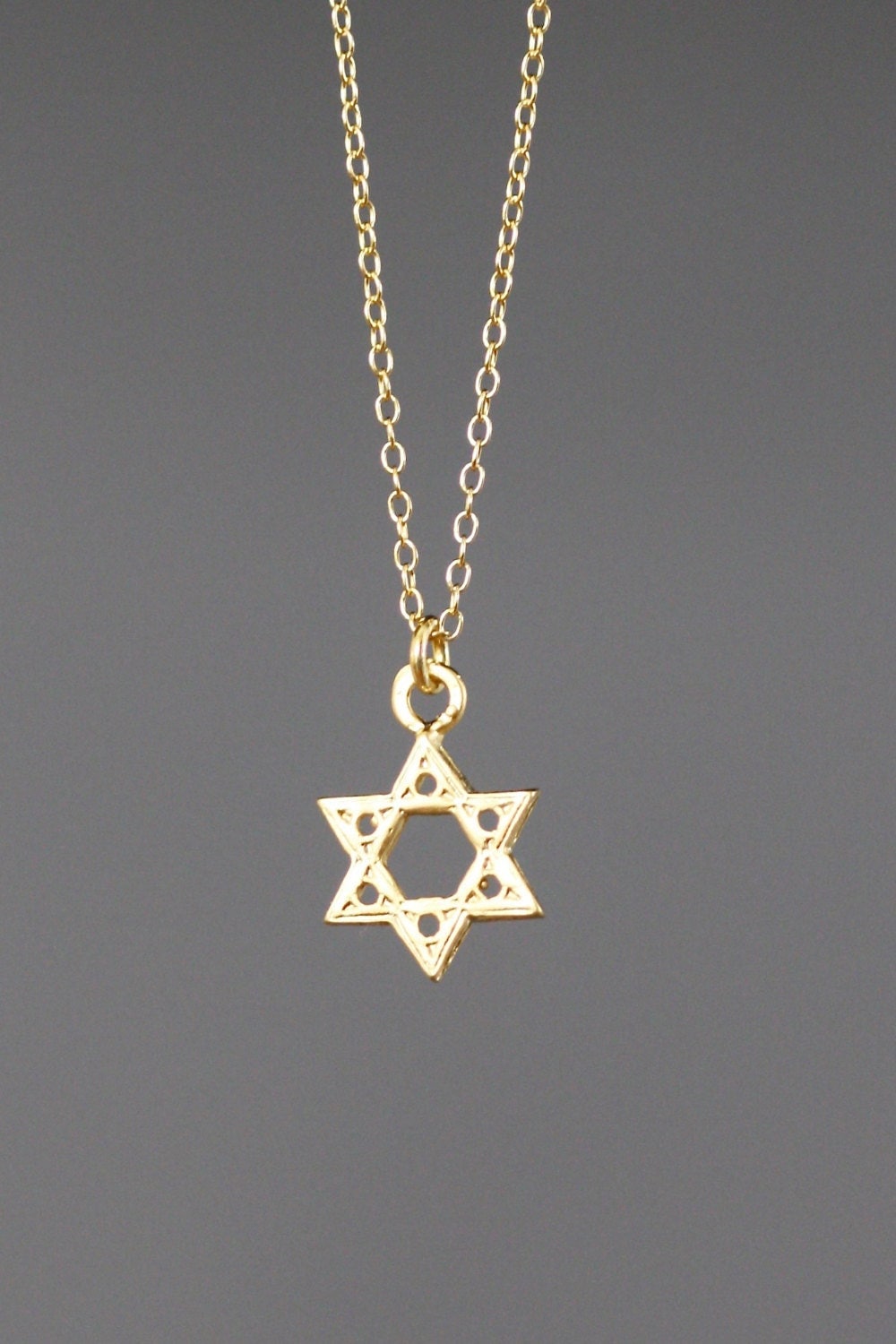 Star of David Pendant Necklace in Gold Vermeil on a Gold Filled Chain