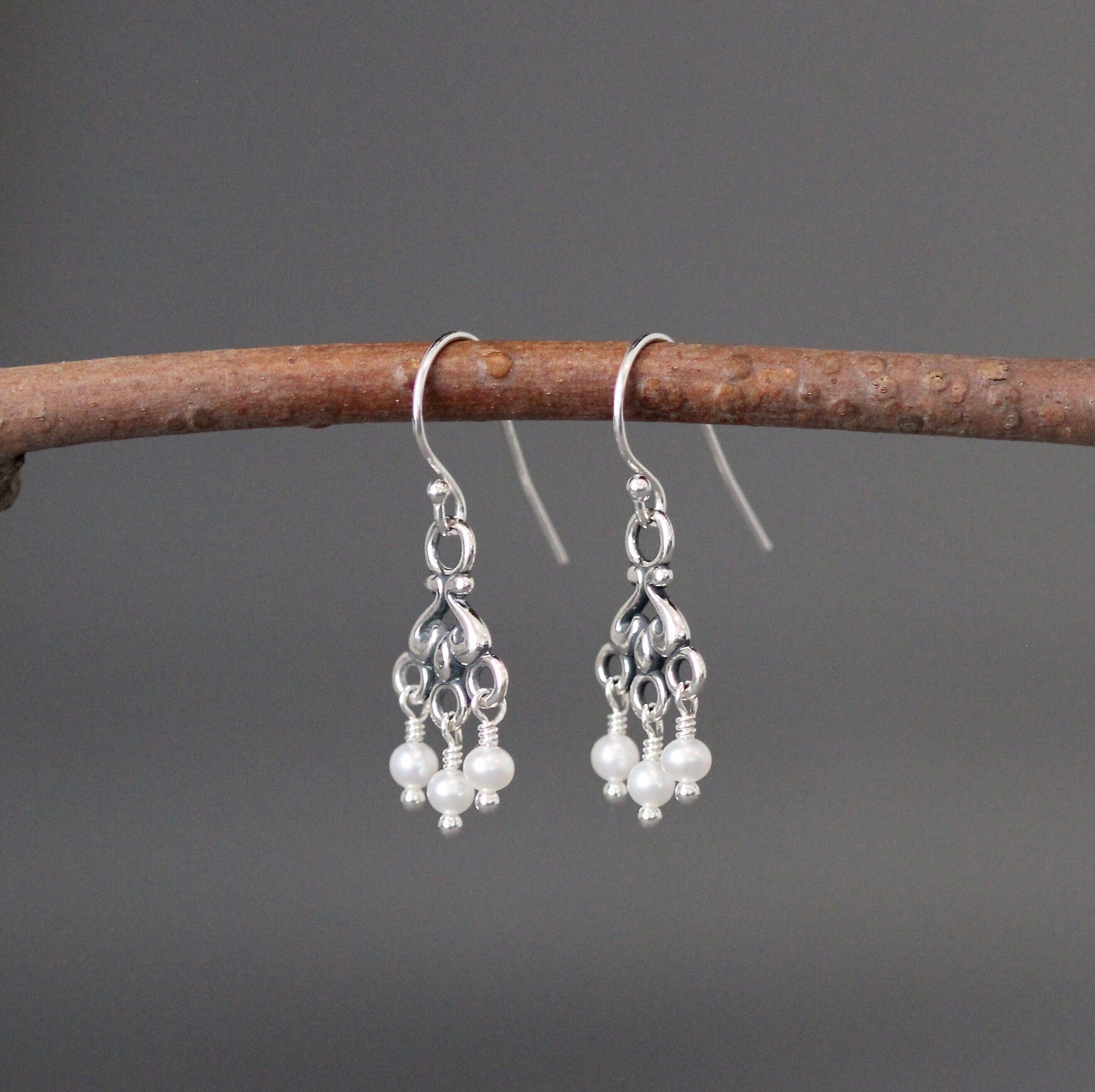 Freshwater Pearl Chandelier Earrings in Sterling Silver