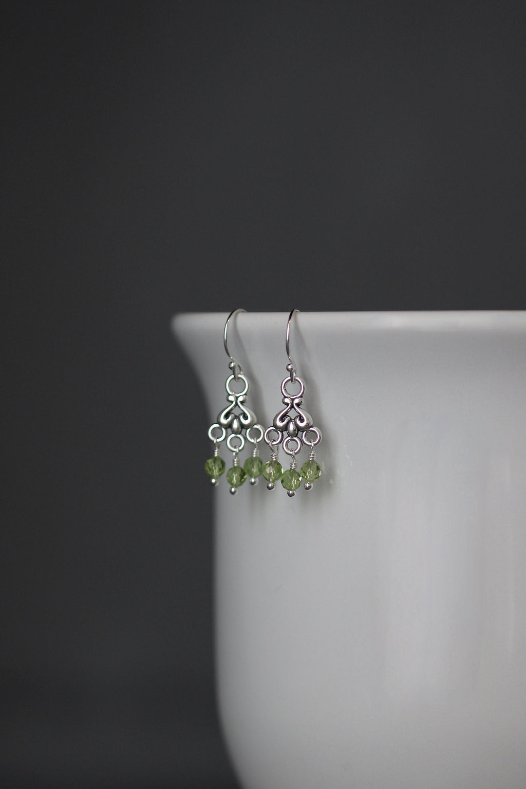 Peridot and Bali Sterling Silver Chandelier Earrings