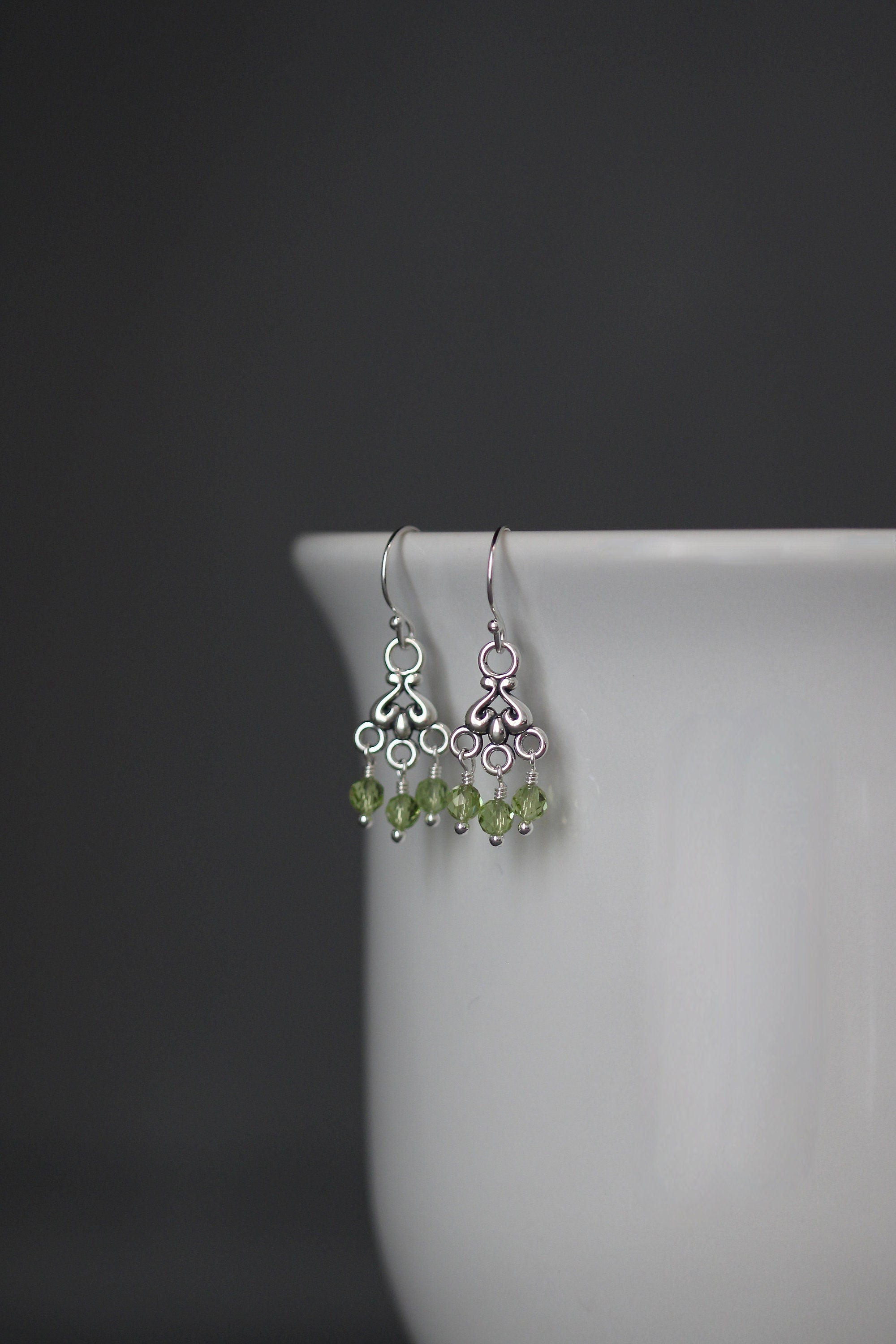 Peridot and Bali Sterling Silver Chandelier Earrings