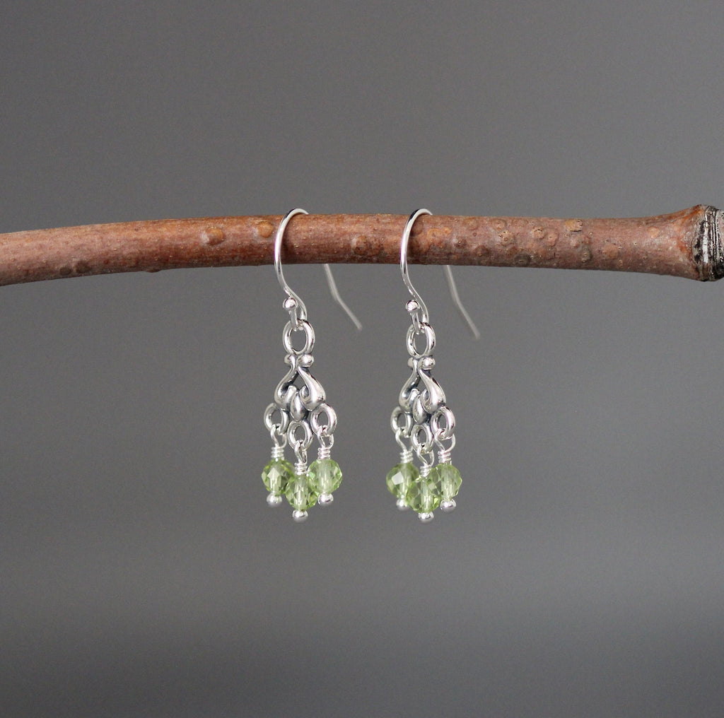 Peridot and Bali Sterling Silver Chandelier Earrings