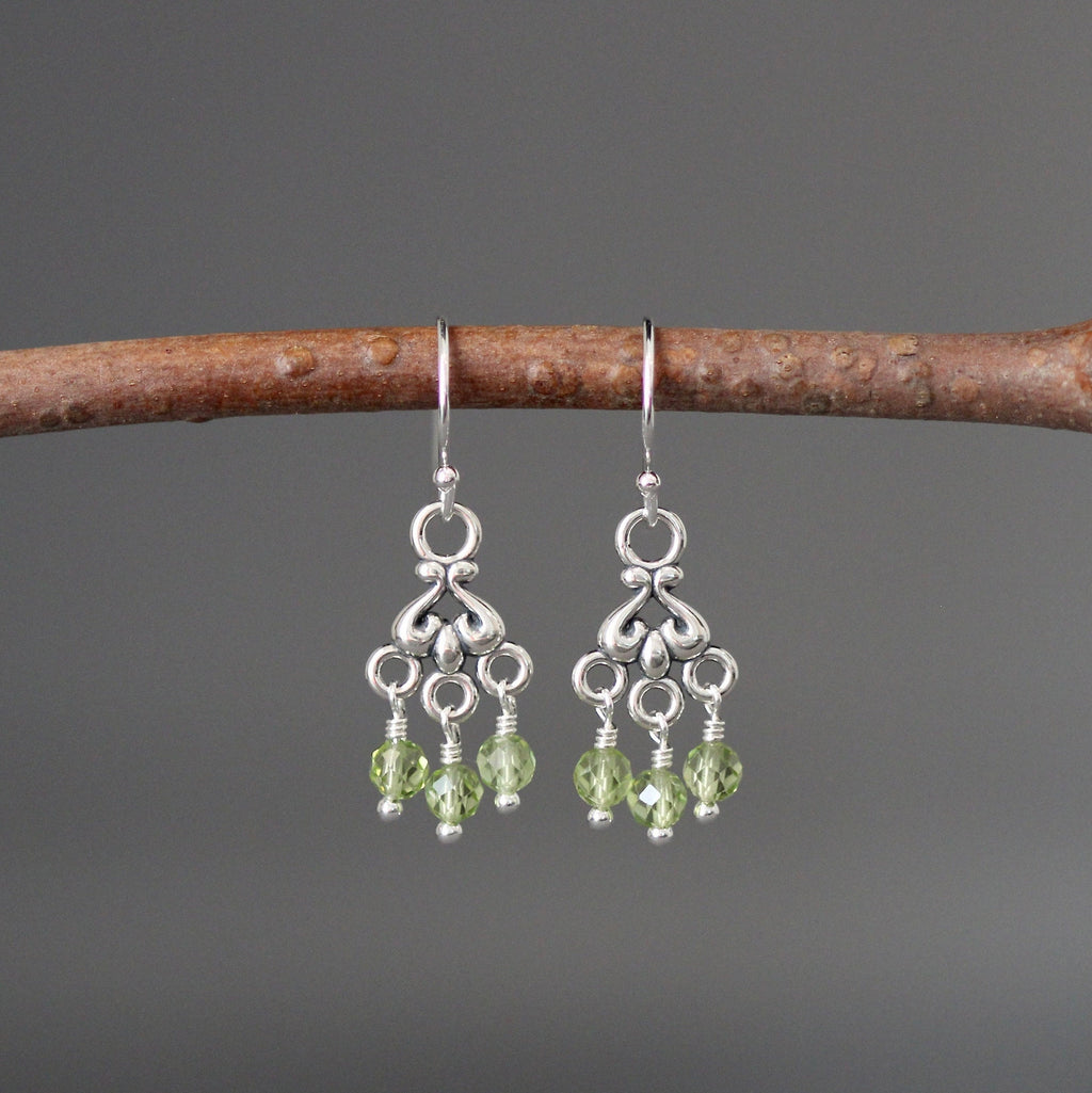 Peridot and Bali Sterling Silver Chandelier Earrings