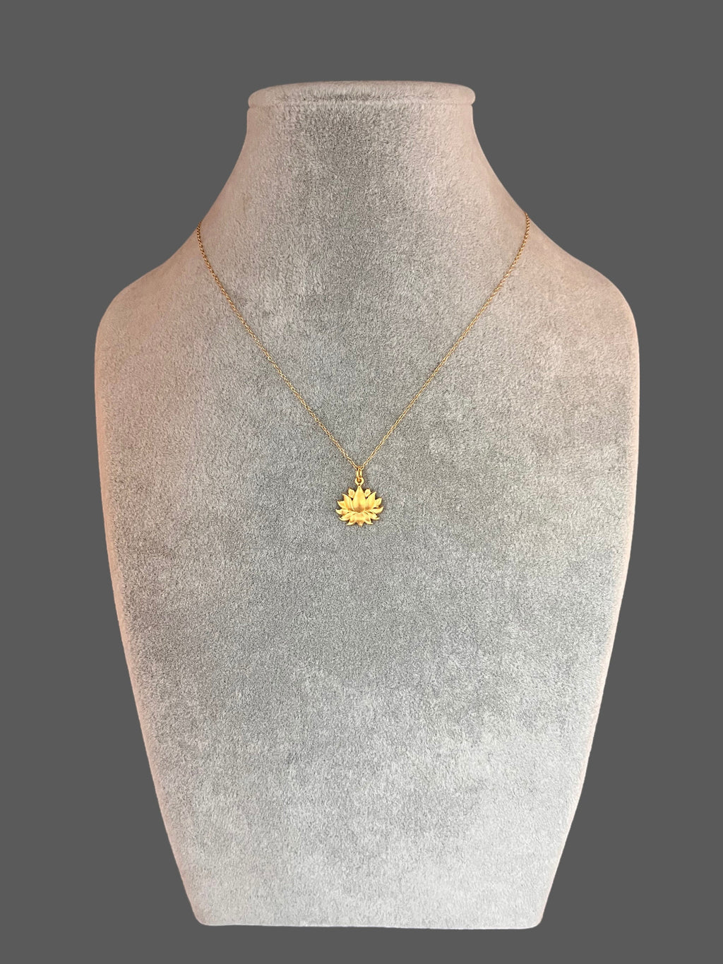Gold Vermeil Lotus Flower Pendant Necklace on Gold Filled Chain