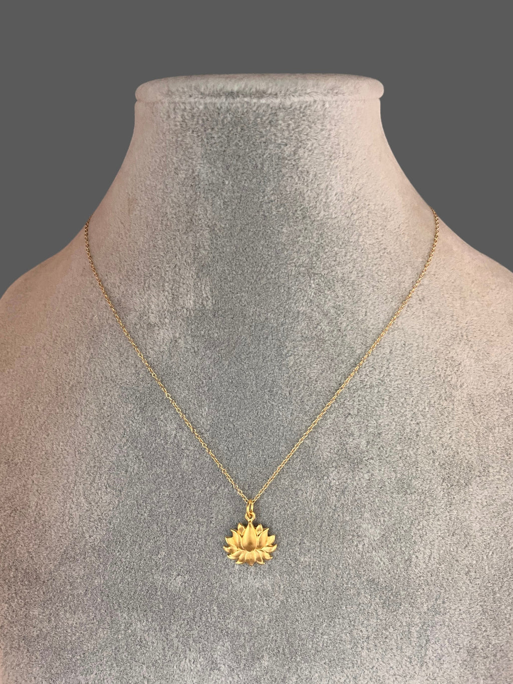 Gold Vermeil Lotus Flower Pendant Necklace on Gold Filled Chain