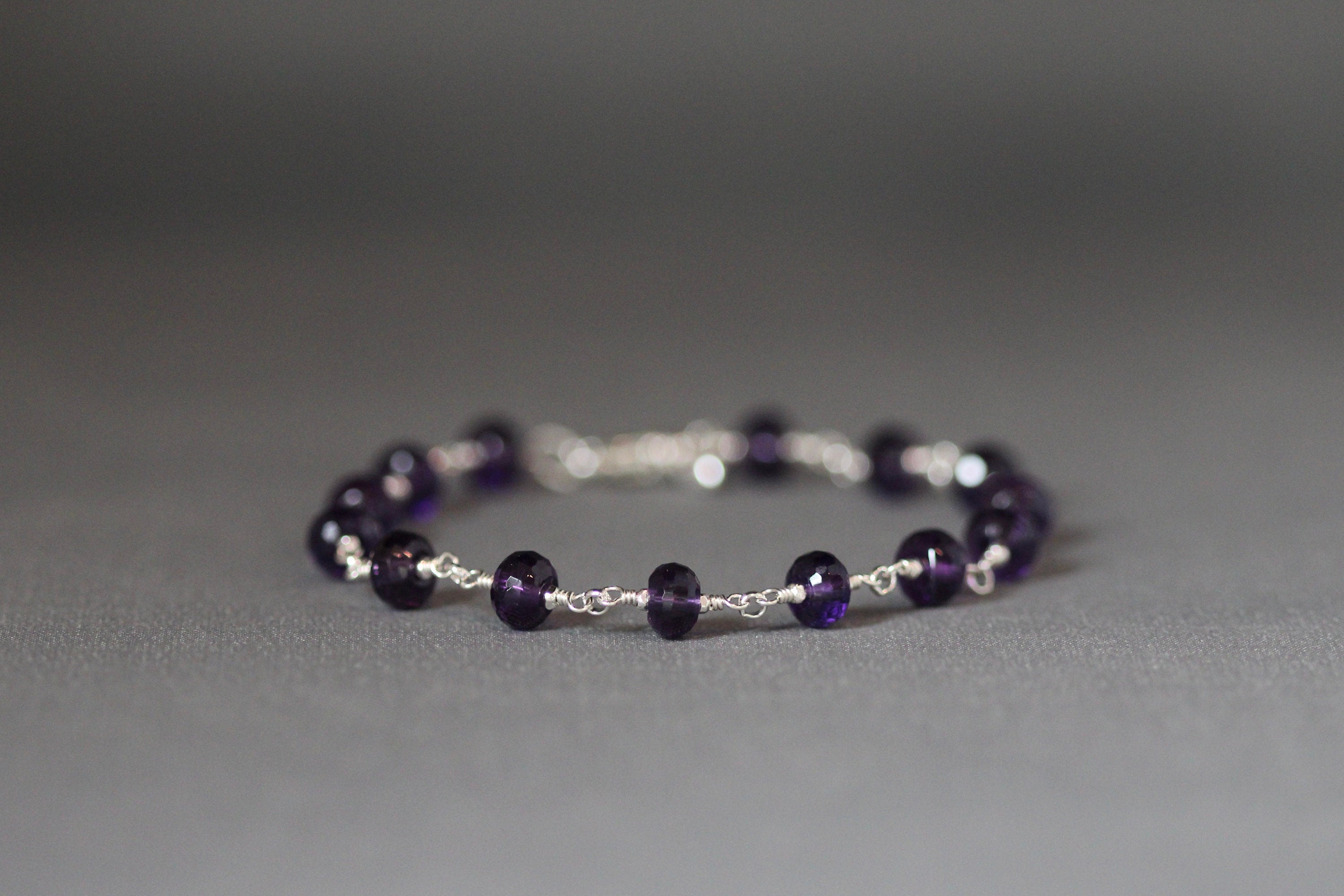 Amethyst and Bali Sterling Silver Beaded Bracelet