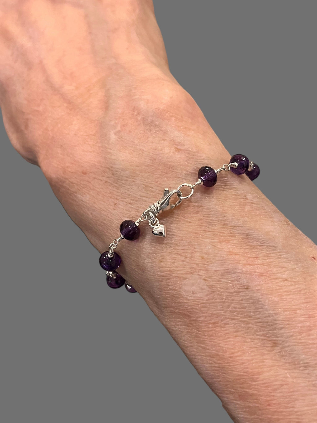 Amethyst and Bali Sterling Silver Beaded Bracelet