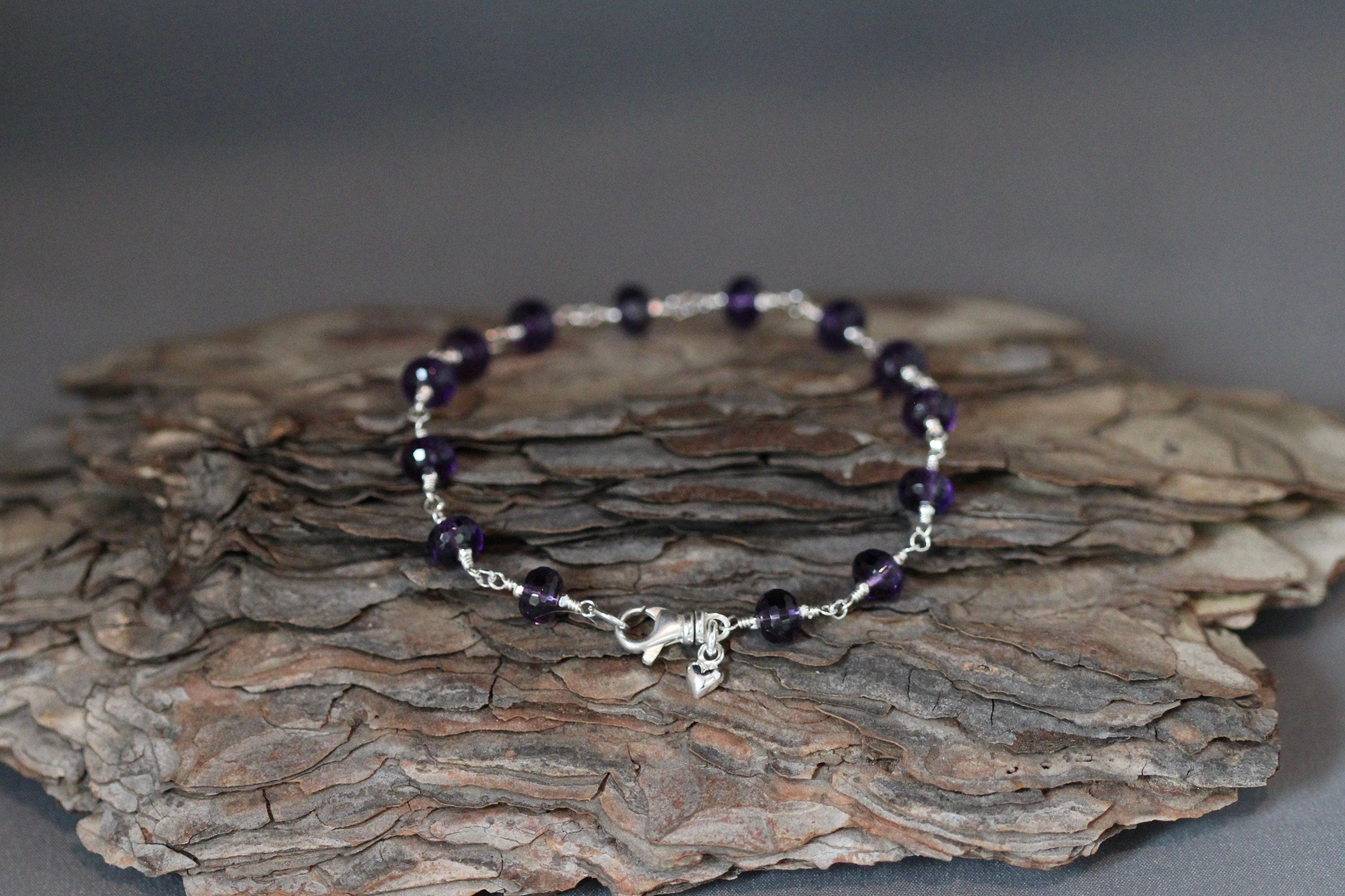 Amethyst and Bali Sterling Silver Beaded Bracelet