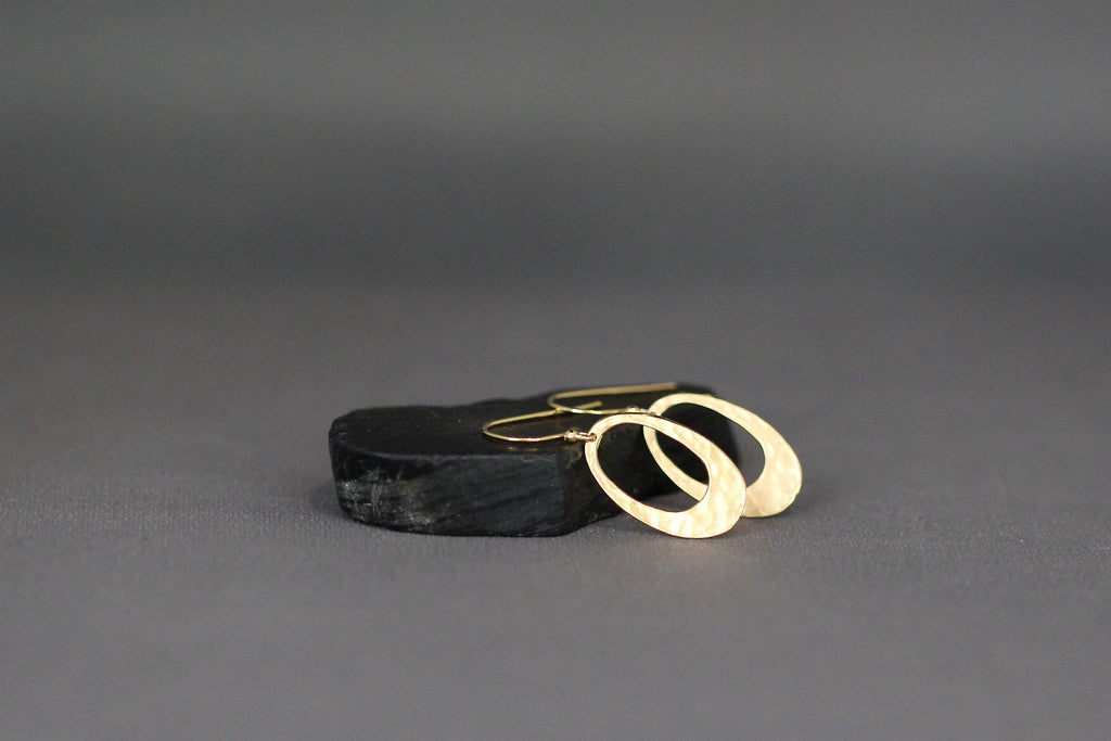 Hammered Gold Vermeil Oval Charm Earrings