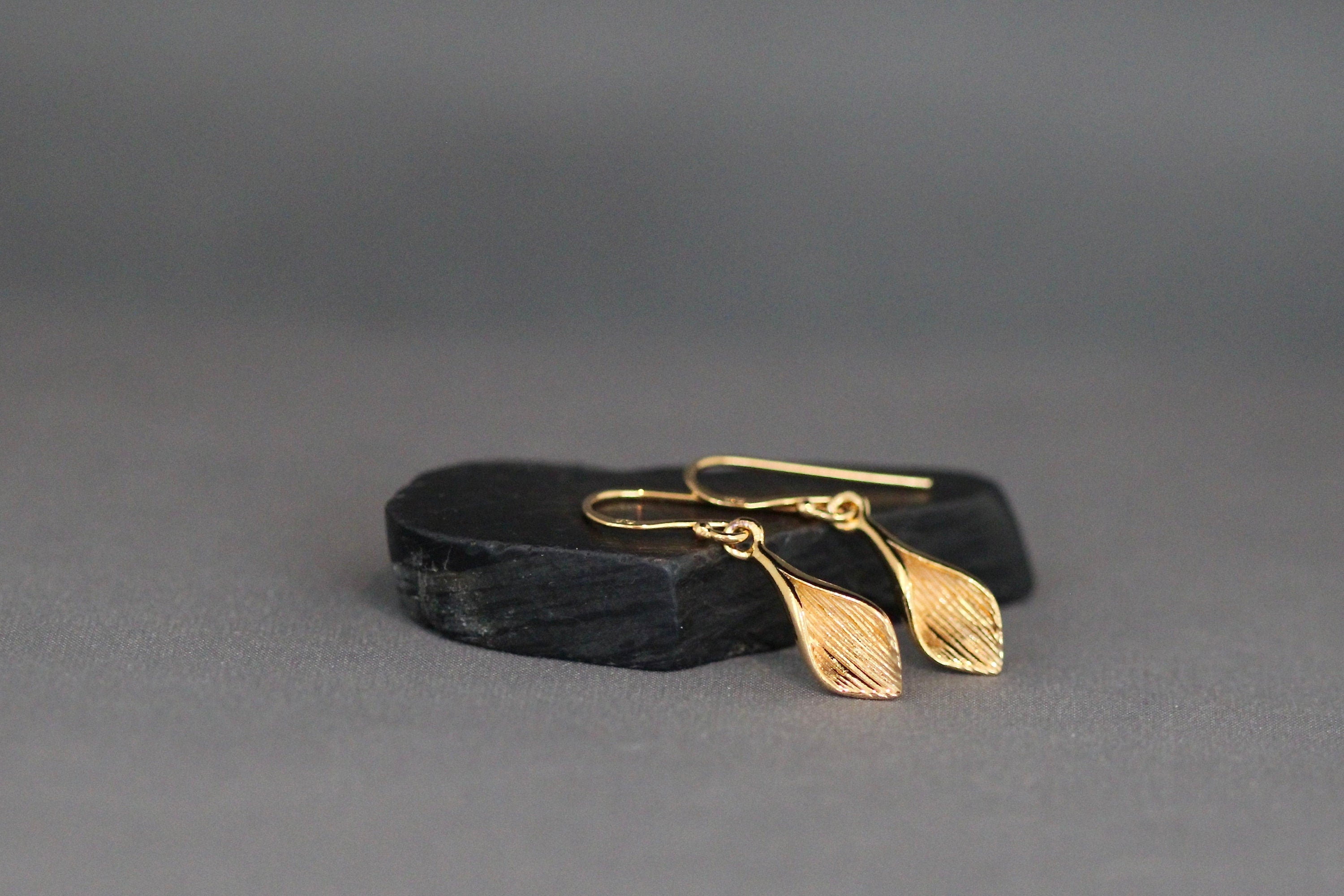 Gold Vermeil Calla Lily Flower Petal Dangle Earrings
