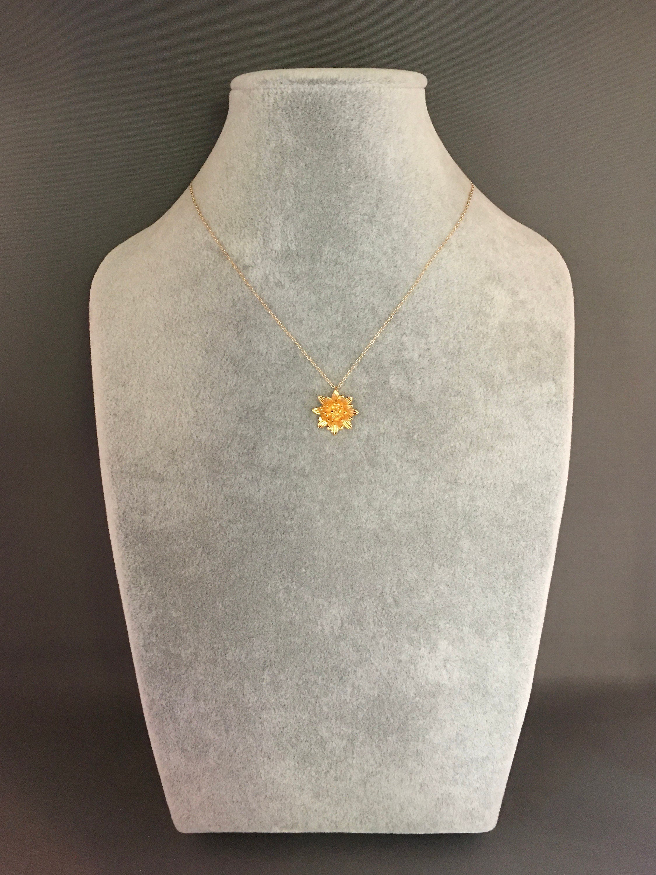 Three-Dimensional Flower Charm Pendant Necklace in Gold Vermeil