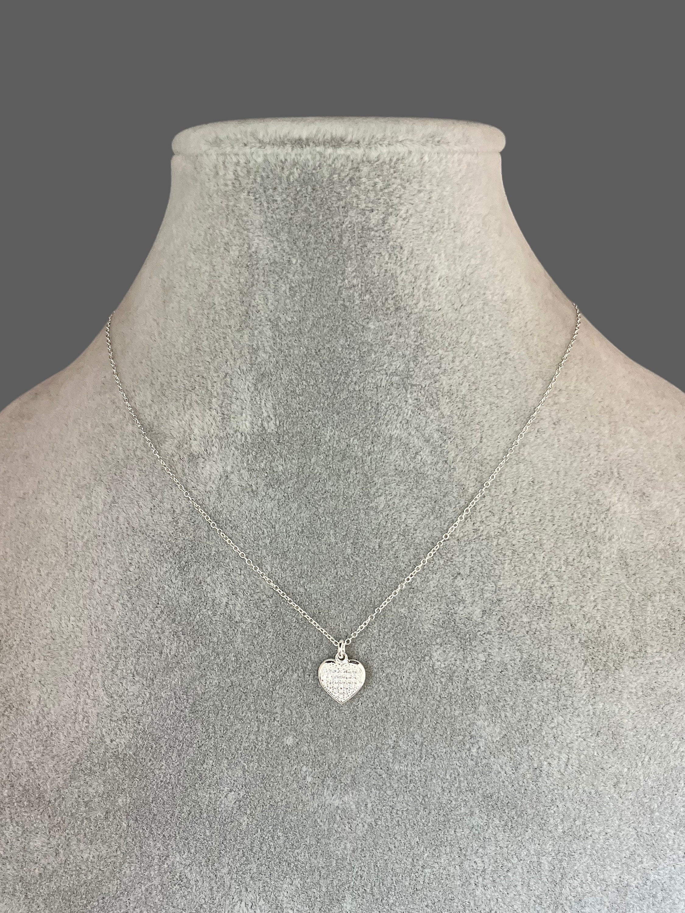 Cubic Zirconia Pave Heart Pendant Necklace in Sterling Silver