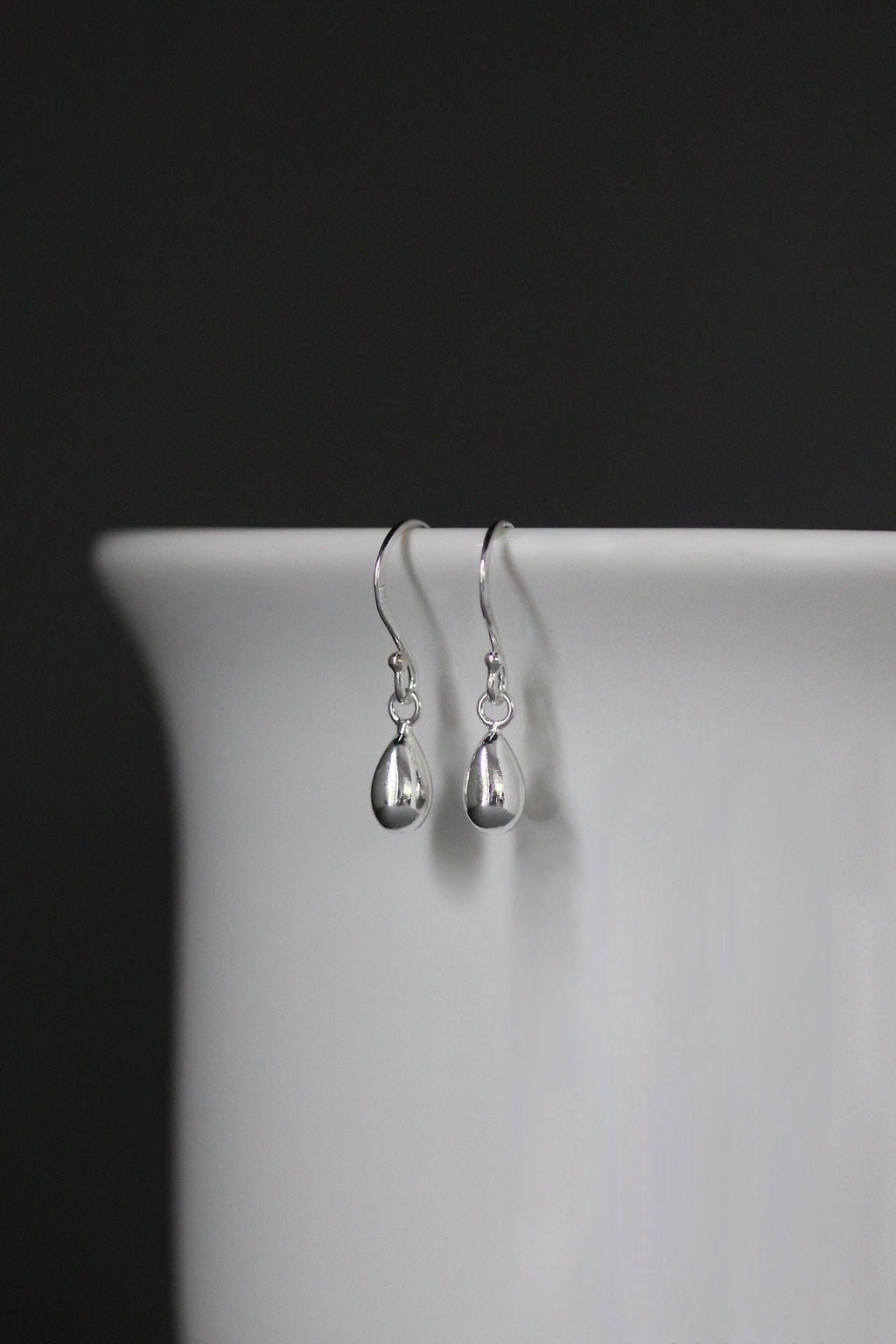 Petite Teardrop Charm Dangle Earrings in Sterling Silver