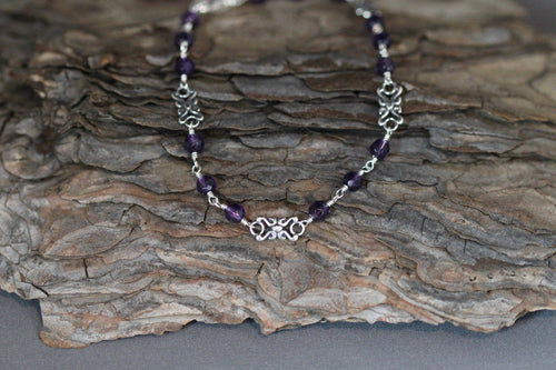 Amethyst and Bali Sterling Silver Link Bracelet