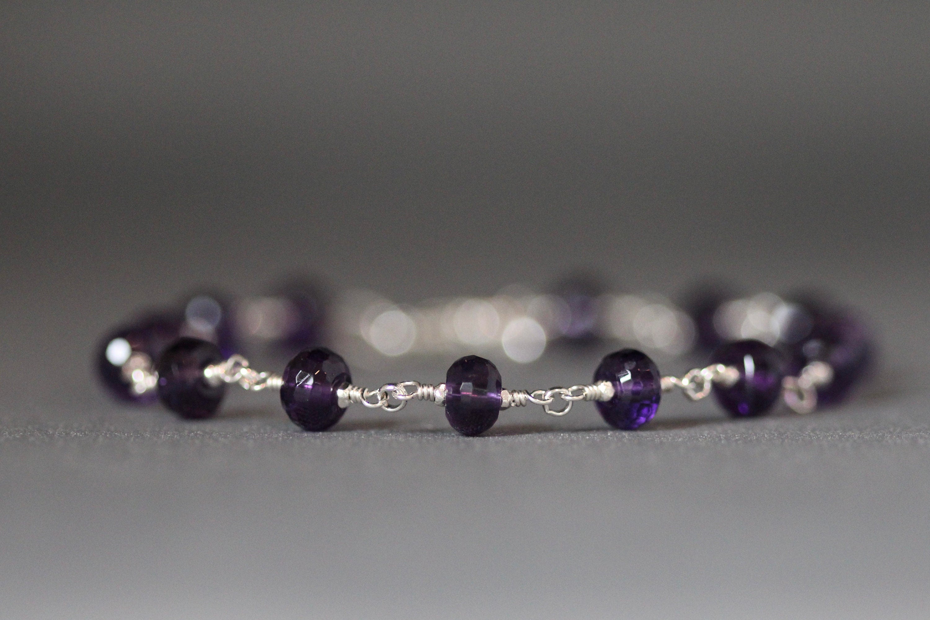 Amethyst and Bali Sterling Silver Beaded Bracelet