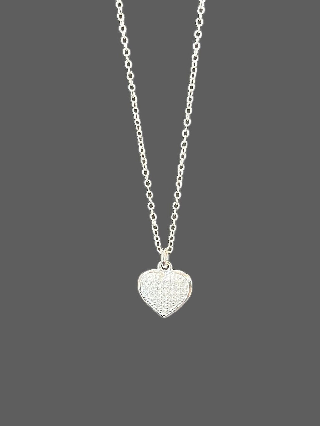 Cubic Zirconia Pave Heart Pendant Necklace in Sterling Silver