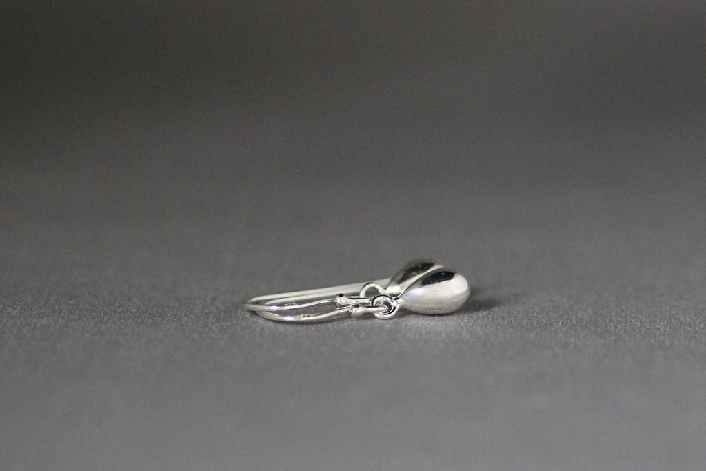 Petite Teardrop Charm Dangle Earrings in Sterling Silver