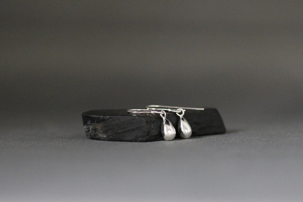 Petite Teardrop Charm Dangle Earrings in Sterling Silver