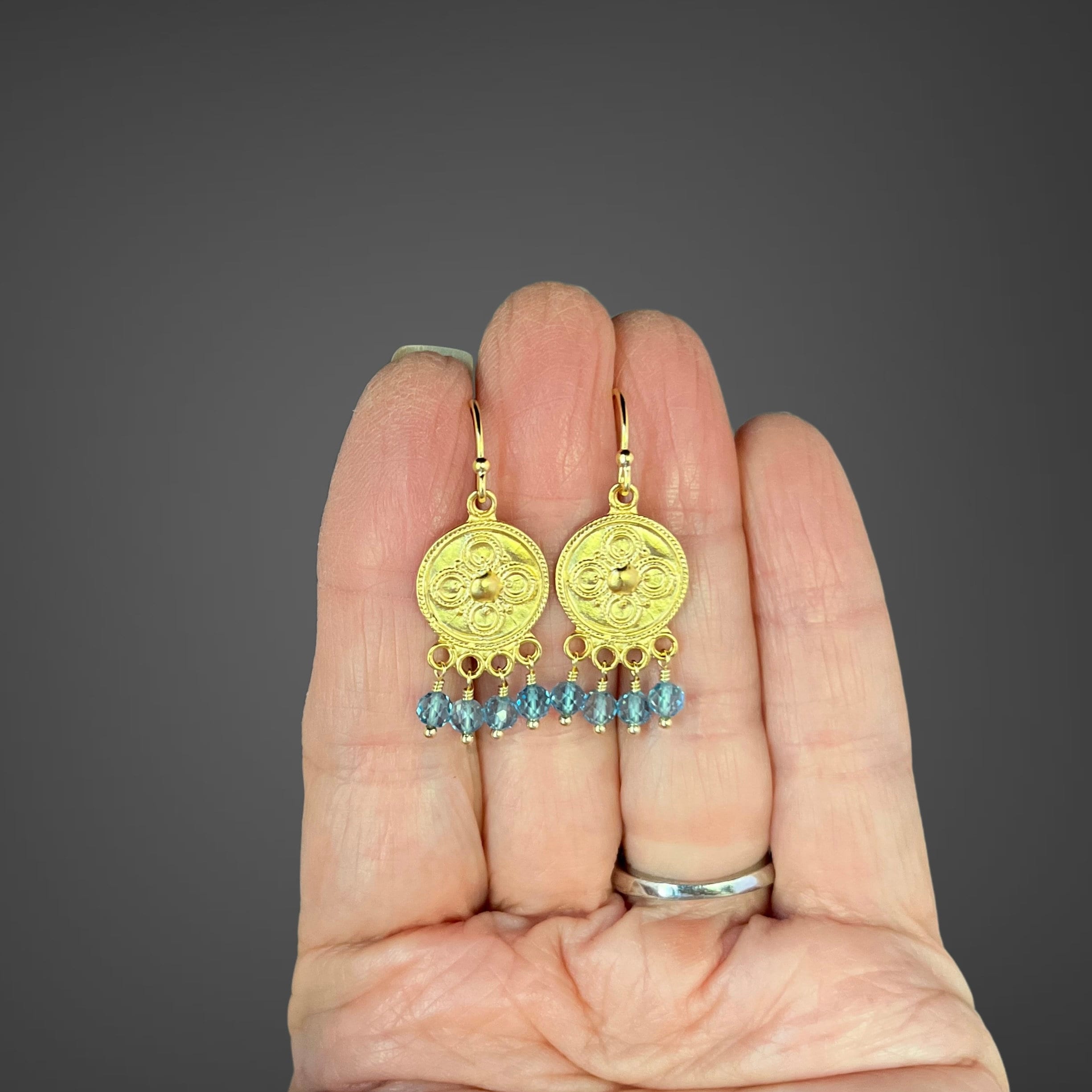 Blue Topaz and Gold Vermeil Chandelier Dangle Earrings