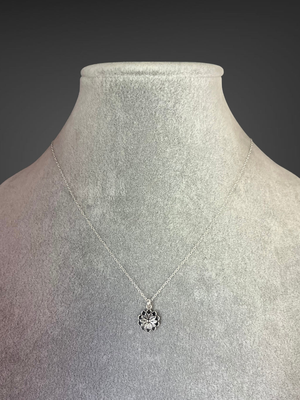 Bali Silver Flower Charm Necklace