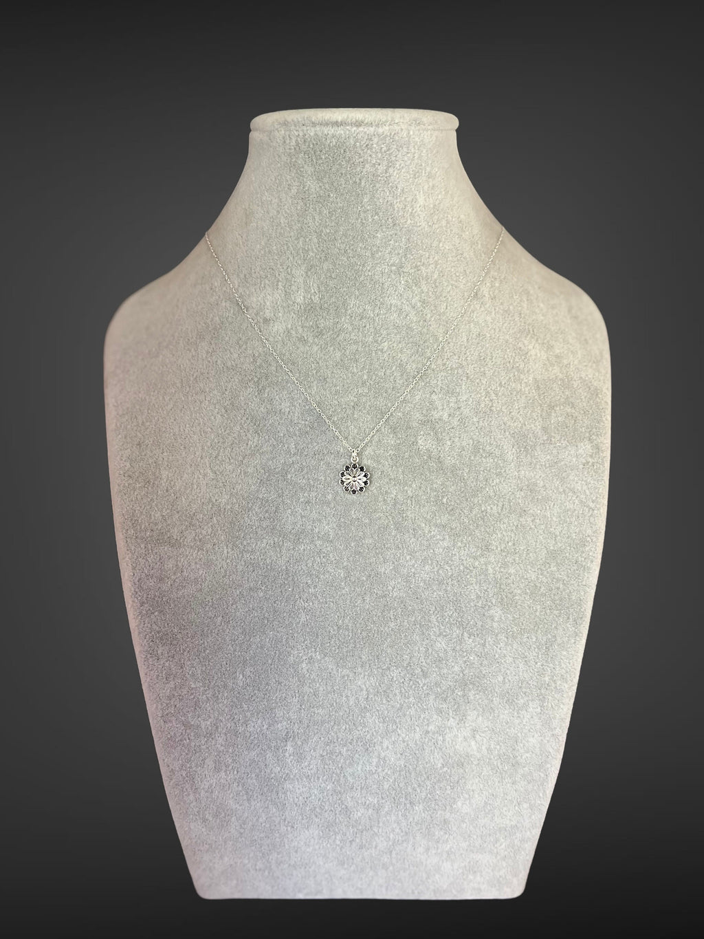 Bali Silver Flower Charm Necklace