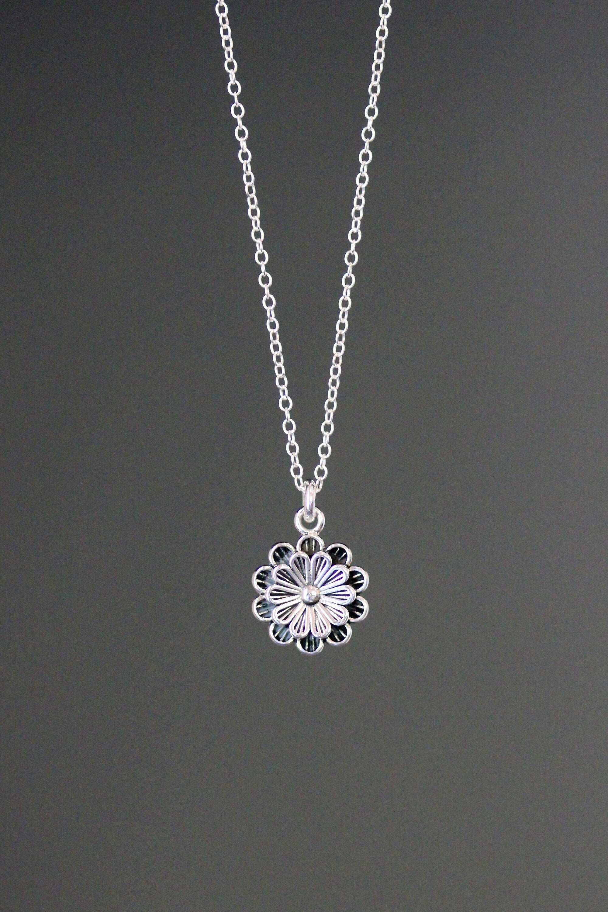 Gold Vermeil Flower Charm Pendant on Gold Filled Chain