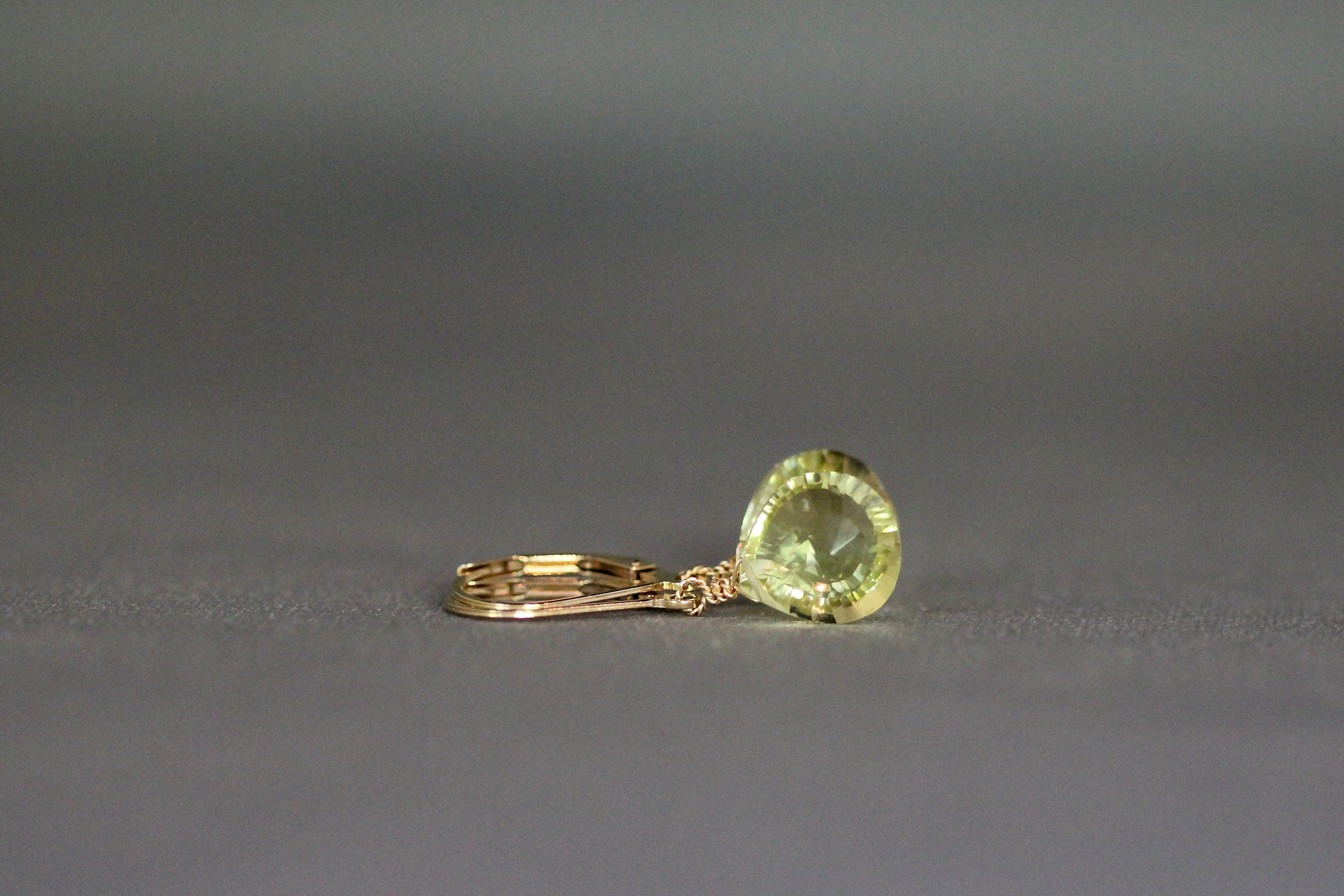 Lemon Quartz Diamond-Cut Teardrop Gold Filled Leverback Dangle Earrings
