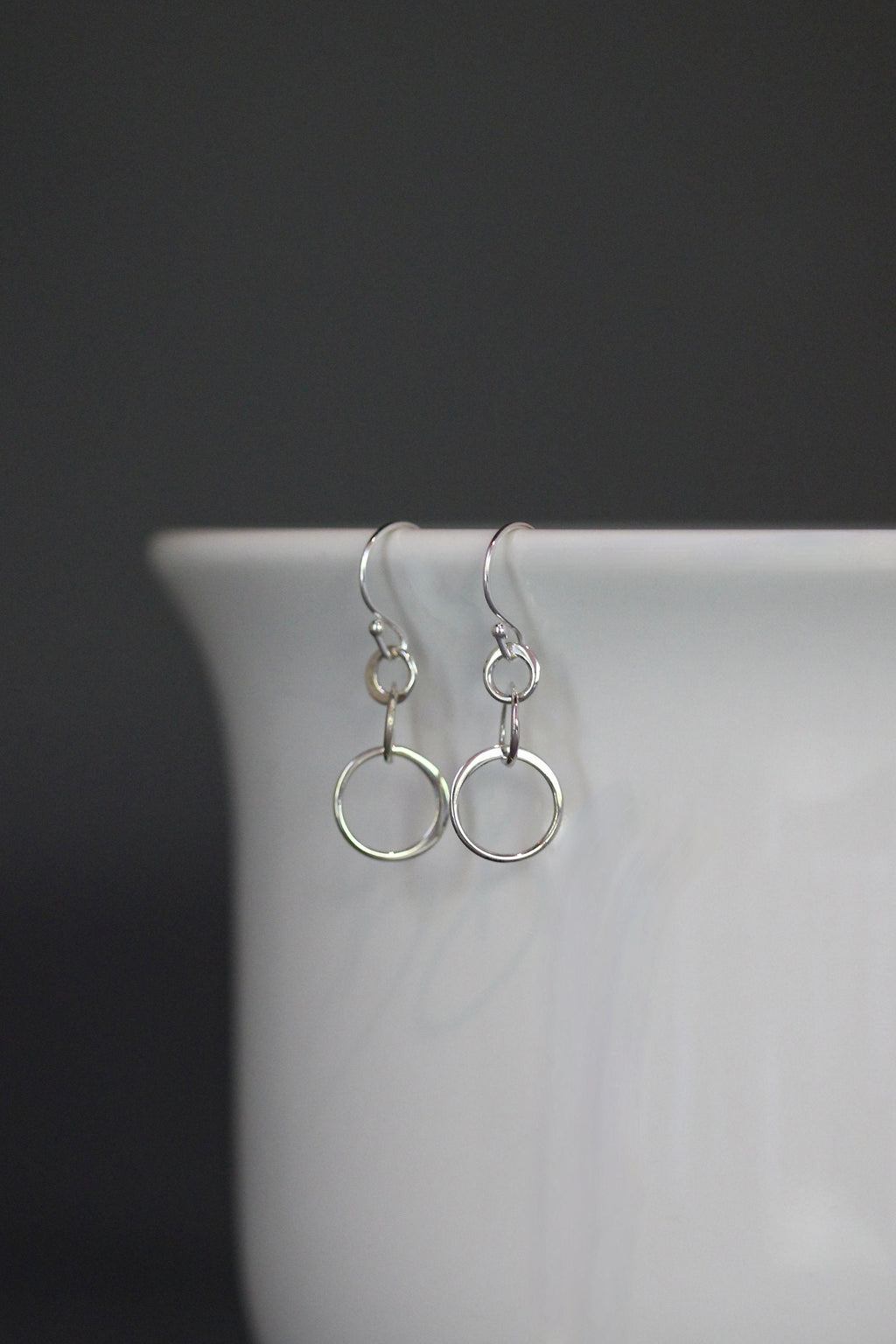 Sterling Silver Triple Graduated Circle Dangle Earrings