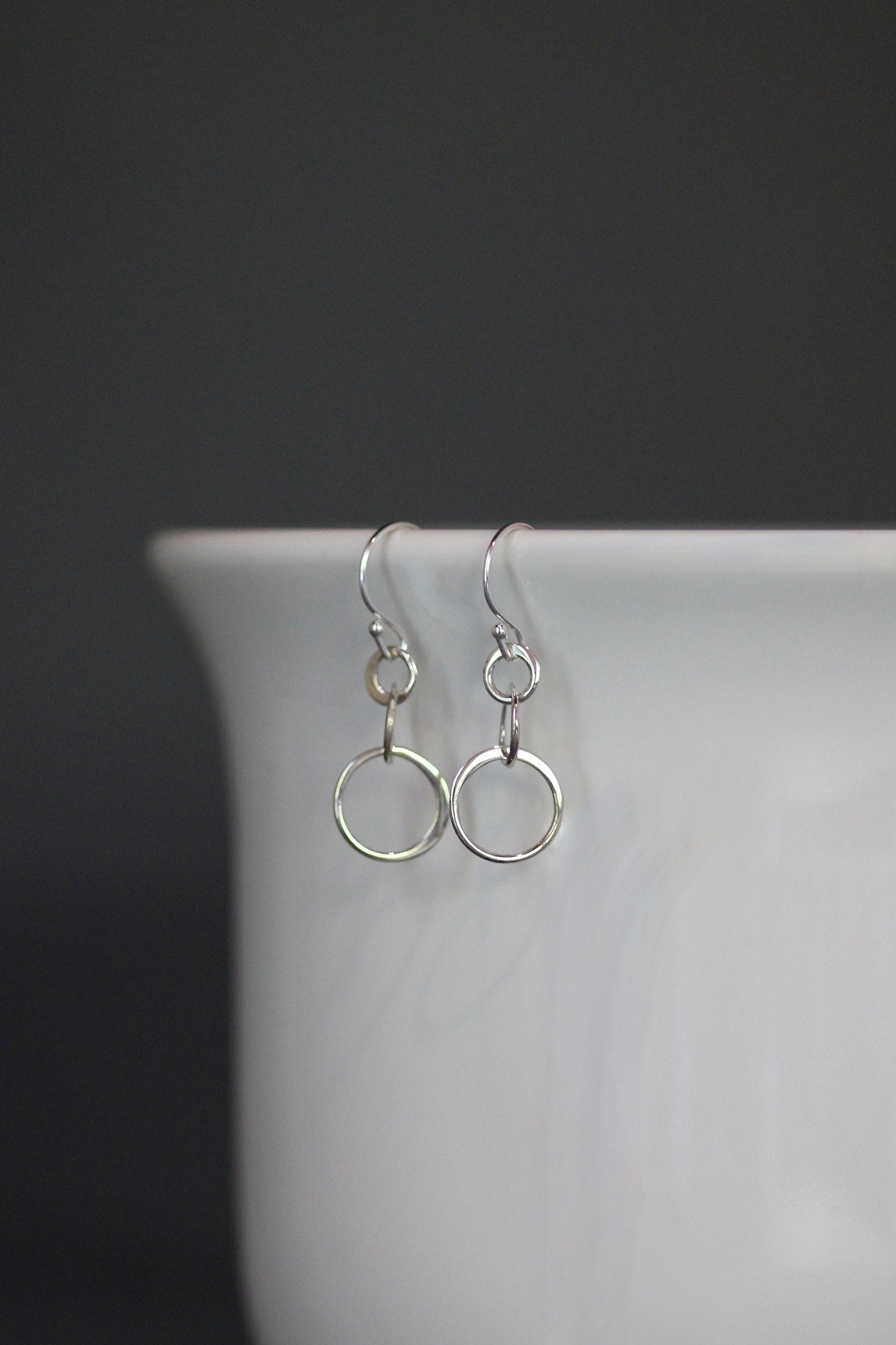 Sterling Silver Triple Graduated Circle Dangle Earrings