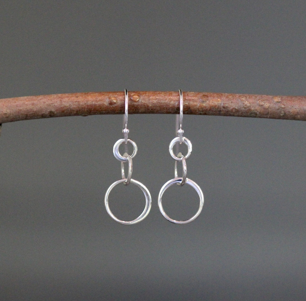 Sterling Silver Triple Graduated Circle Dangle Earrings