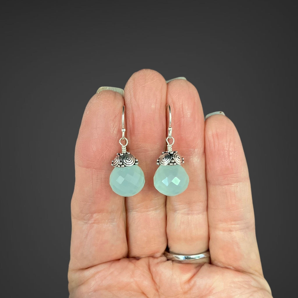 Aqua Chalcedony Dangle Earrings
