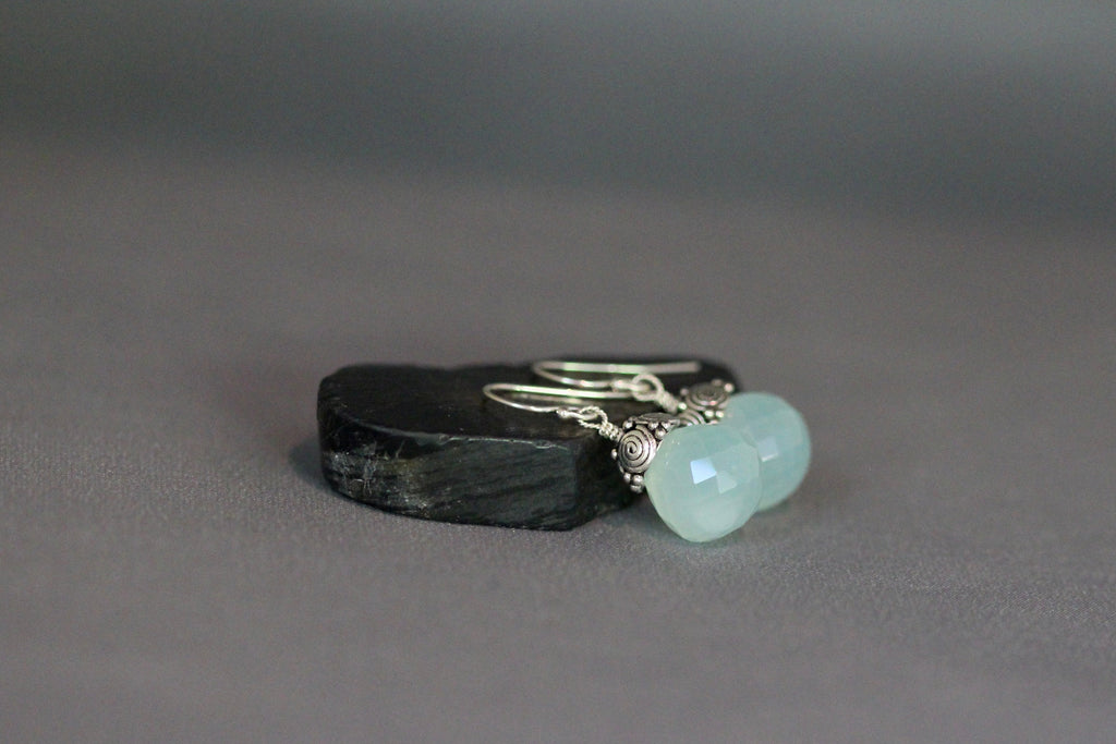 Aqua Chalcedony Dangle Earrings