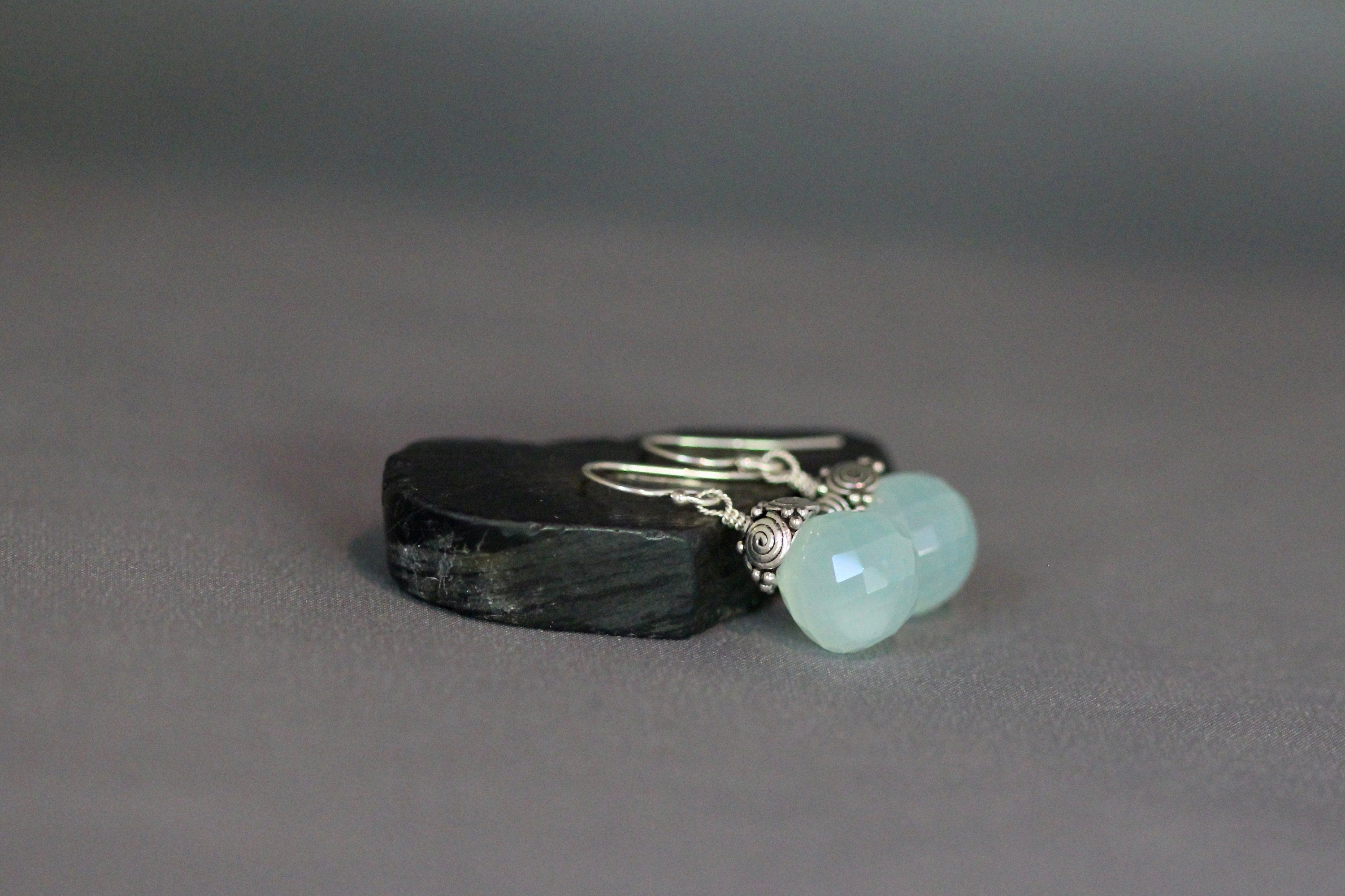 Aqua Chalcedony Dangle Earrings
