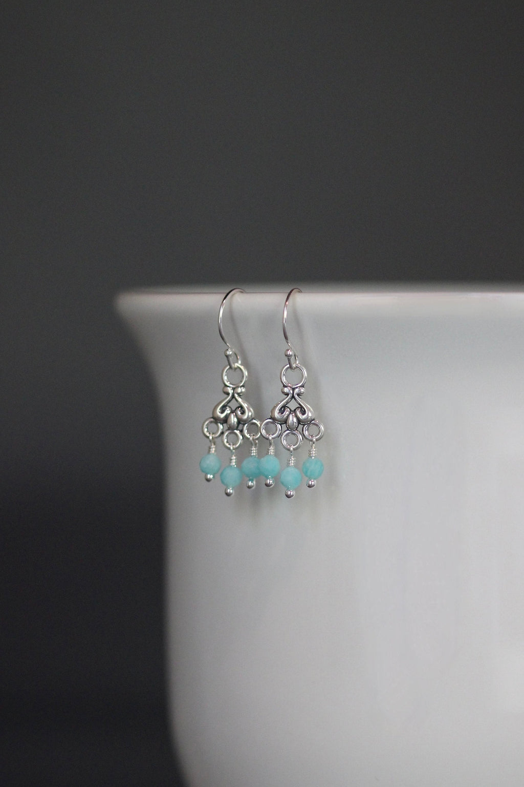 Amazonite Chandelier Earrings in Sterling Silver