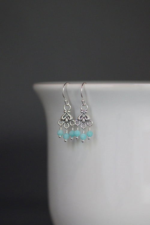 Amazonite Chandelier Earrings in Sterling Silver