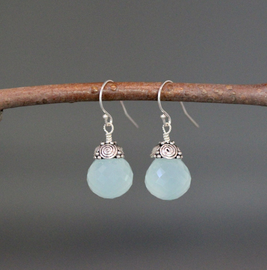 Aqua Chalcedony Dangle Earrings