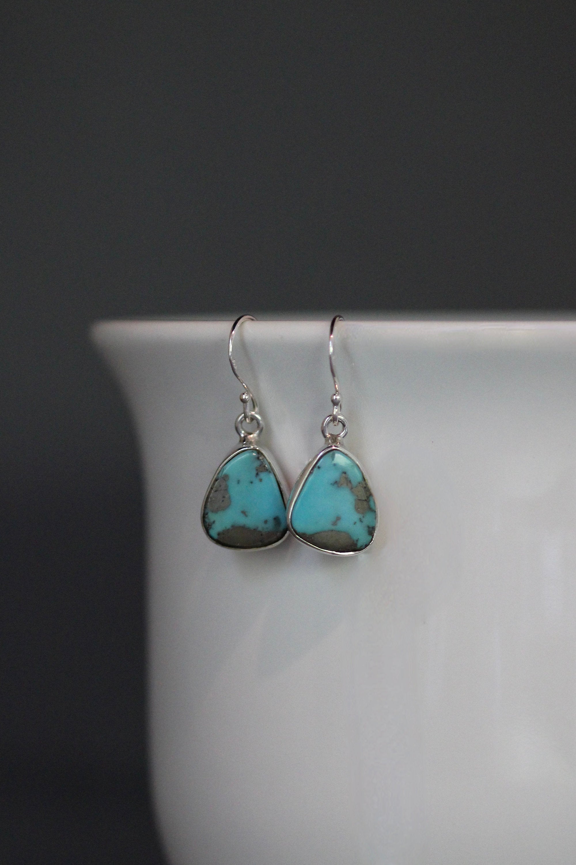 Blue Turquoise Cabochon Earrings