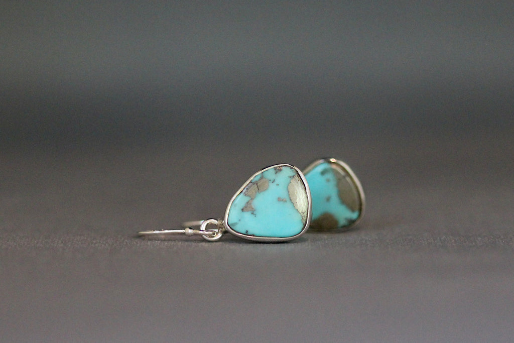 Blue Turquoise Cabochon Earrings
