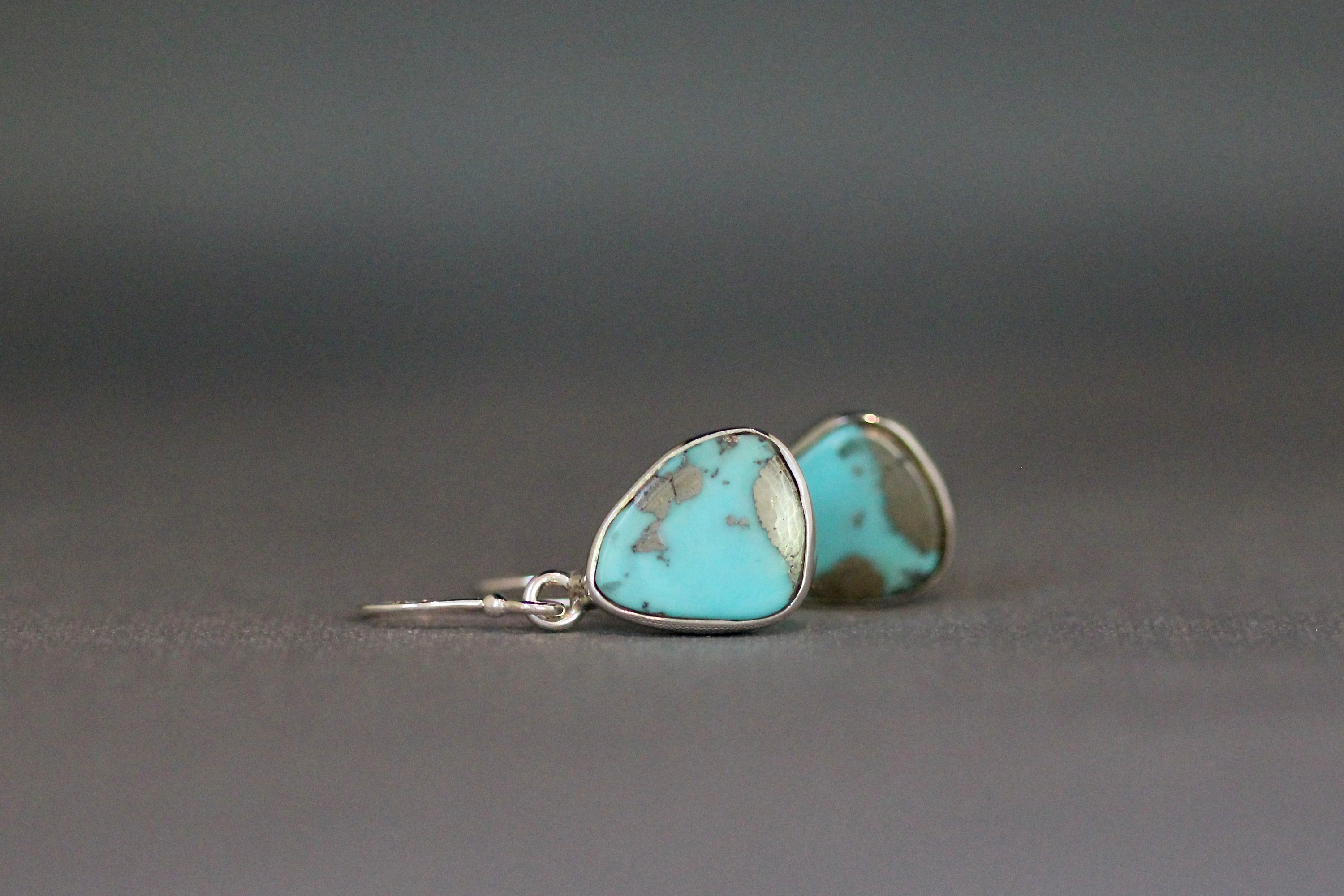 Blue Turquoise Cabochon Earrings