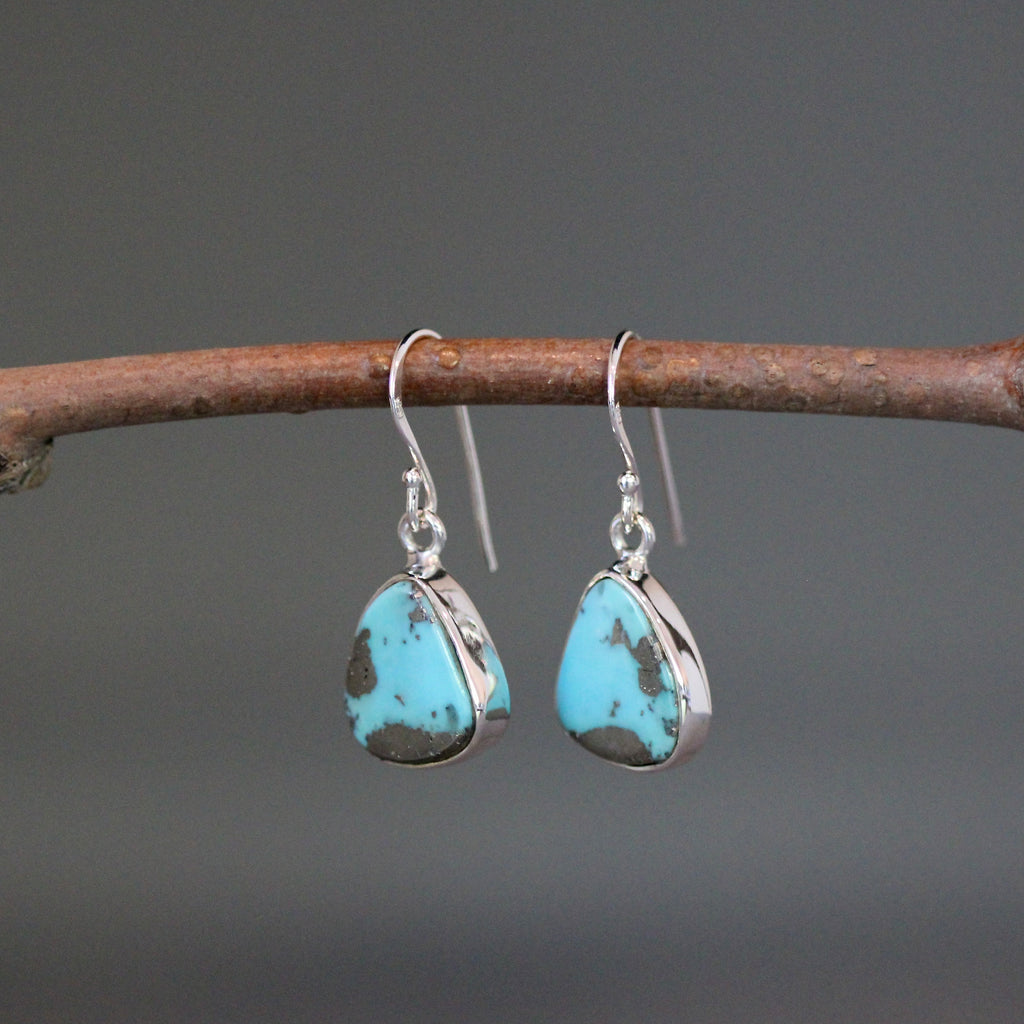 Blue Turquoise Cabochon Earrings