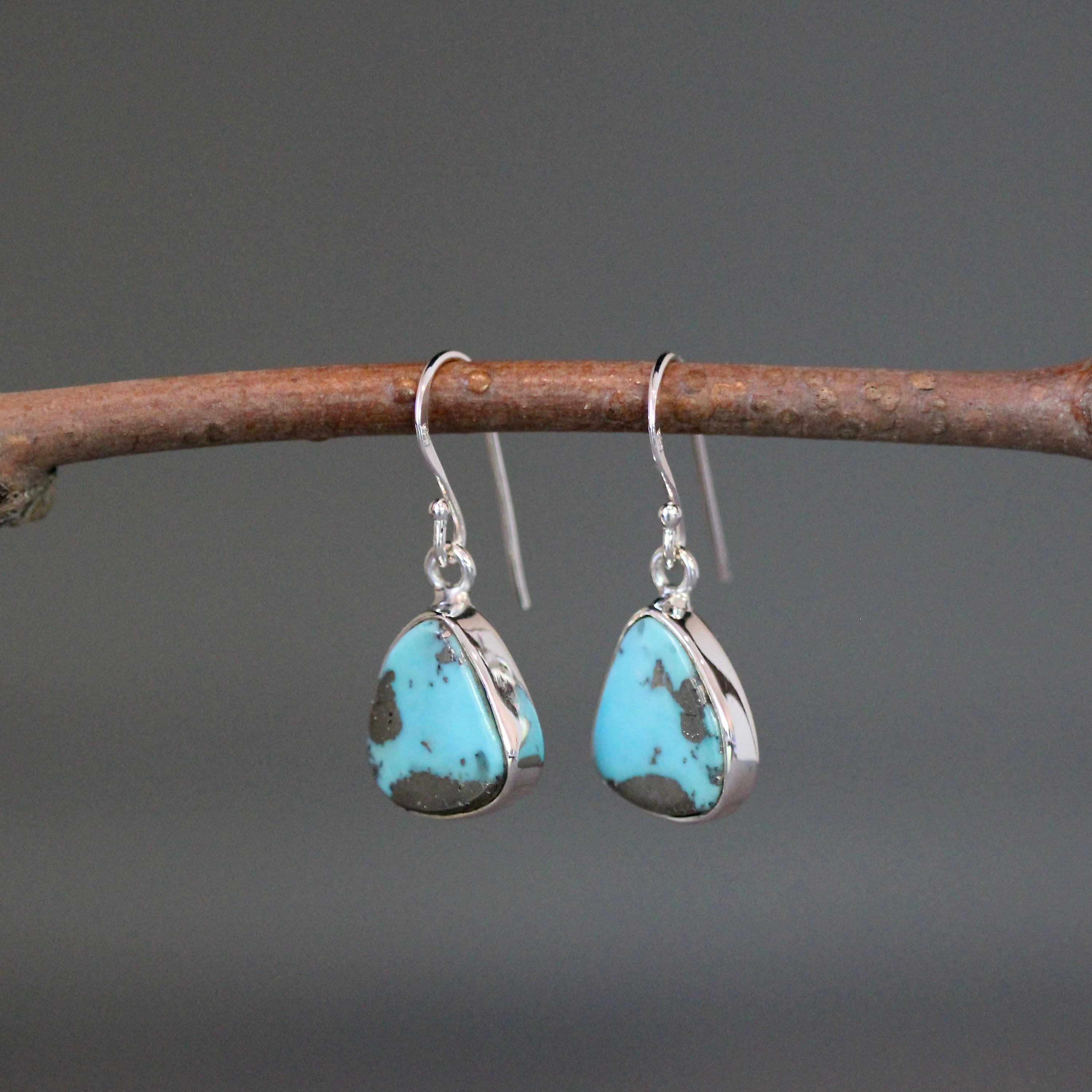Blue Turquoise Cabochon Earrings